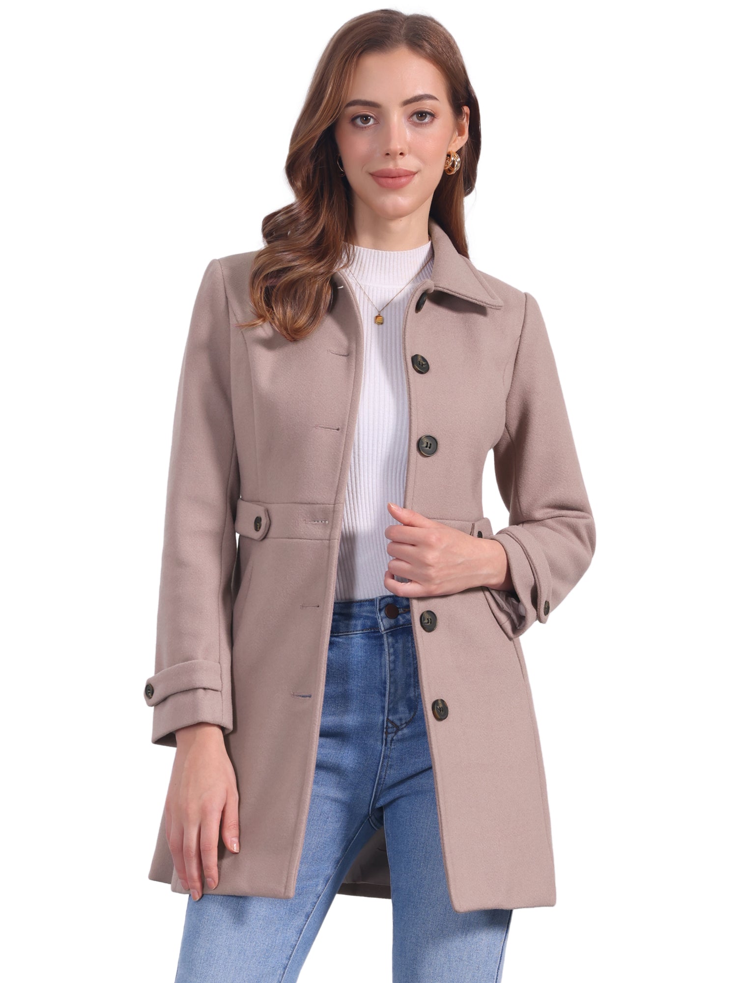 Classic Outwear Overcoat with Pockets Single Breasted Winter Coat