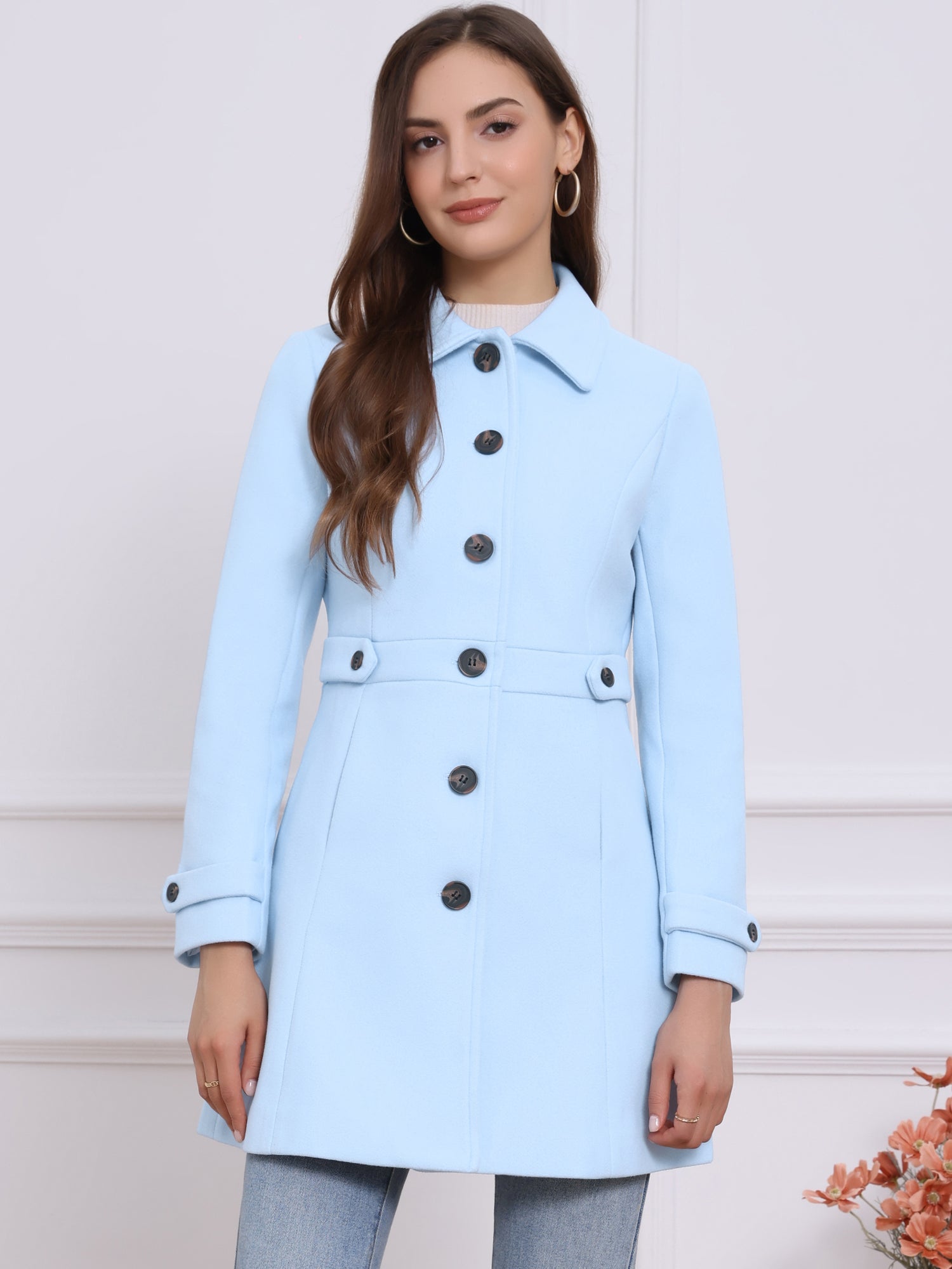 Winter Classic Outwear Overcoat with Pockets Single Breasted Coat