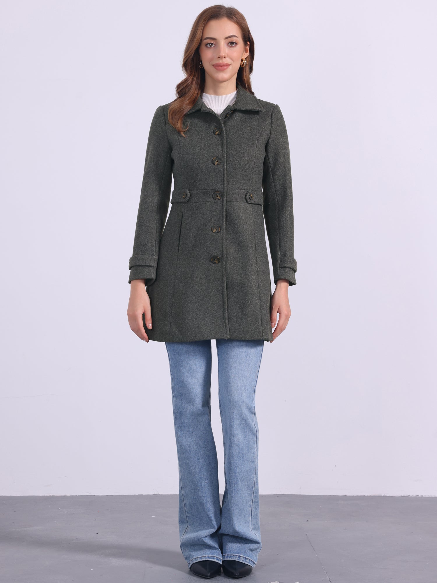 Classic Outwear Overcoat with Pockets Single Breasted Winter Coat