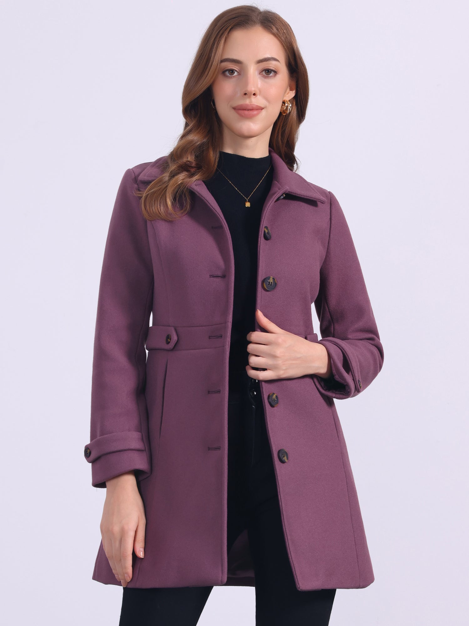 Classic Outwear Overcoat with Pockets Single Breasted Winter Coat