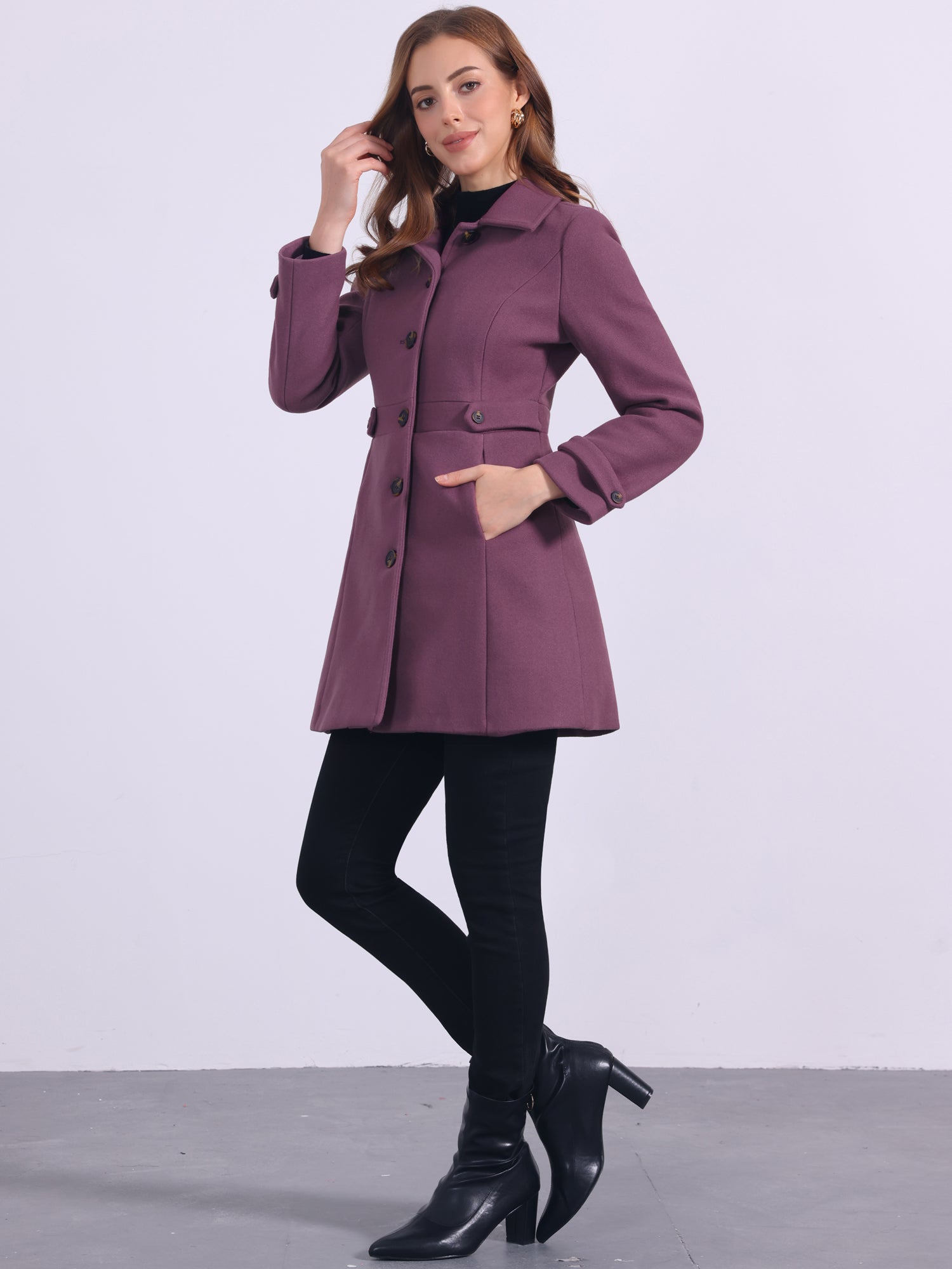 Classic Outwear Overcoat with Pockets Single Breasted Winter Coat