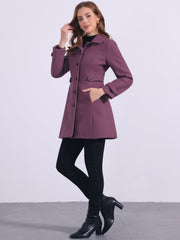 Classic Outwear Overcoat with Pockets Single Breasted Winter Coat