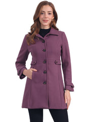Classic Outwear Overcoat with Pockets Single Breasted Winter Coat