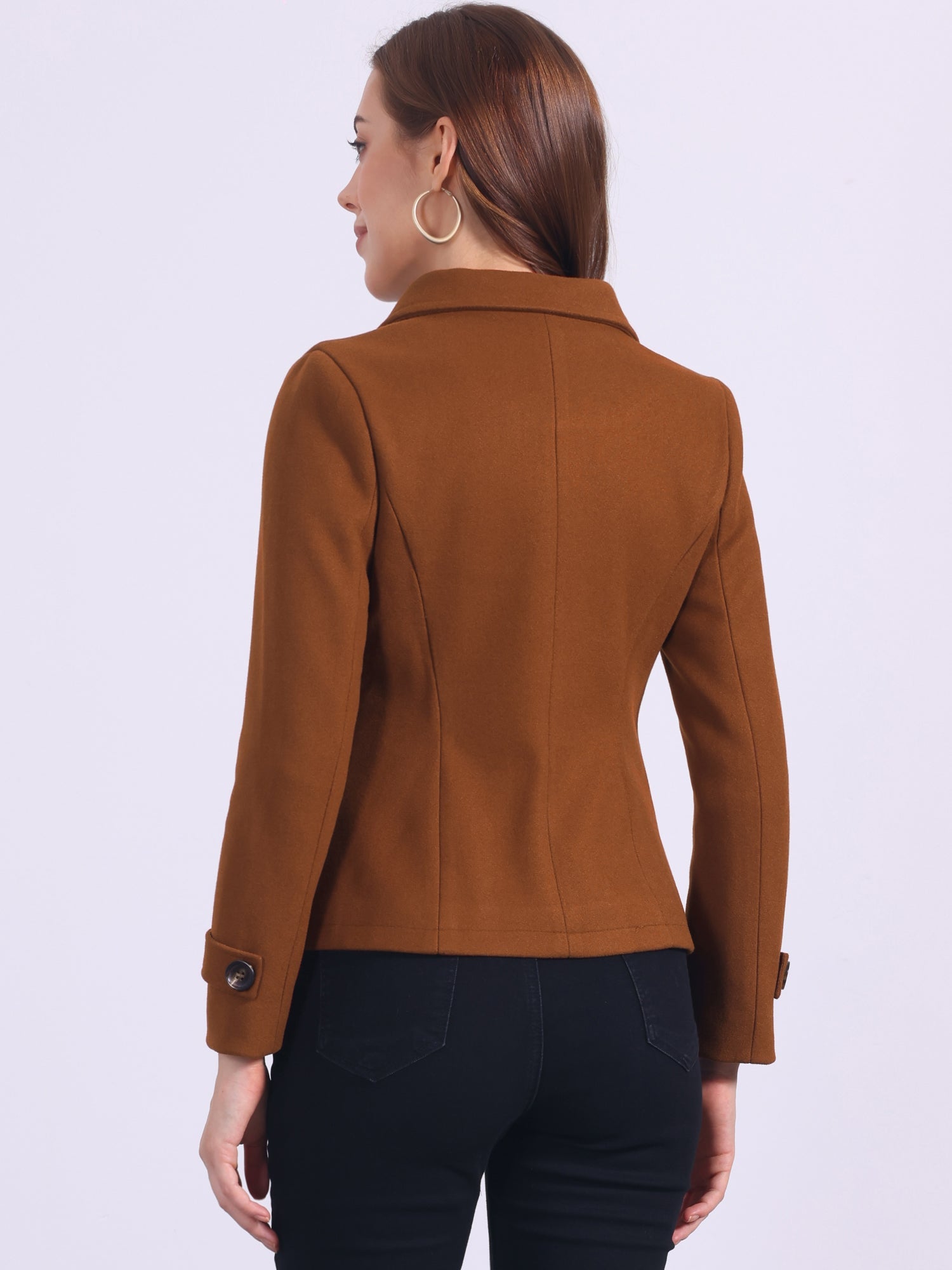 Winter Notched Lapel Double Breasted Short Pea Coat