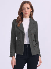 Winter Notched Lapel Double Breasted Short Pea Coat