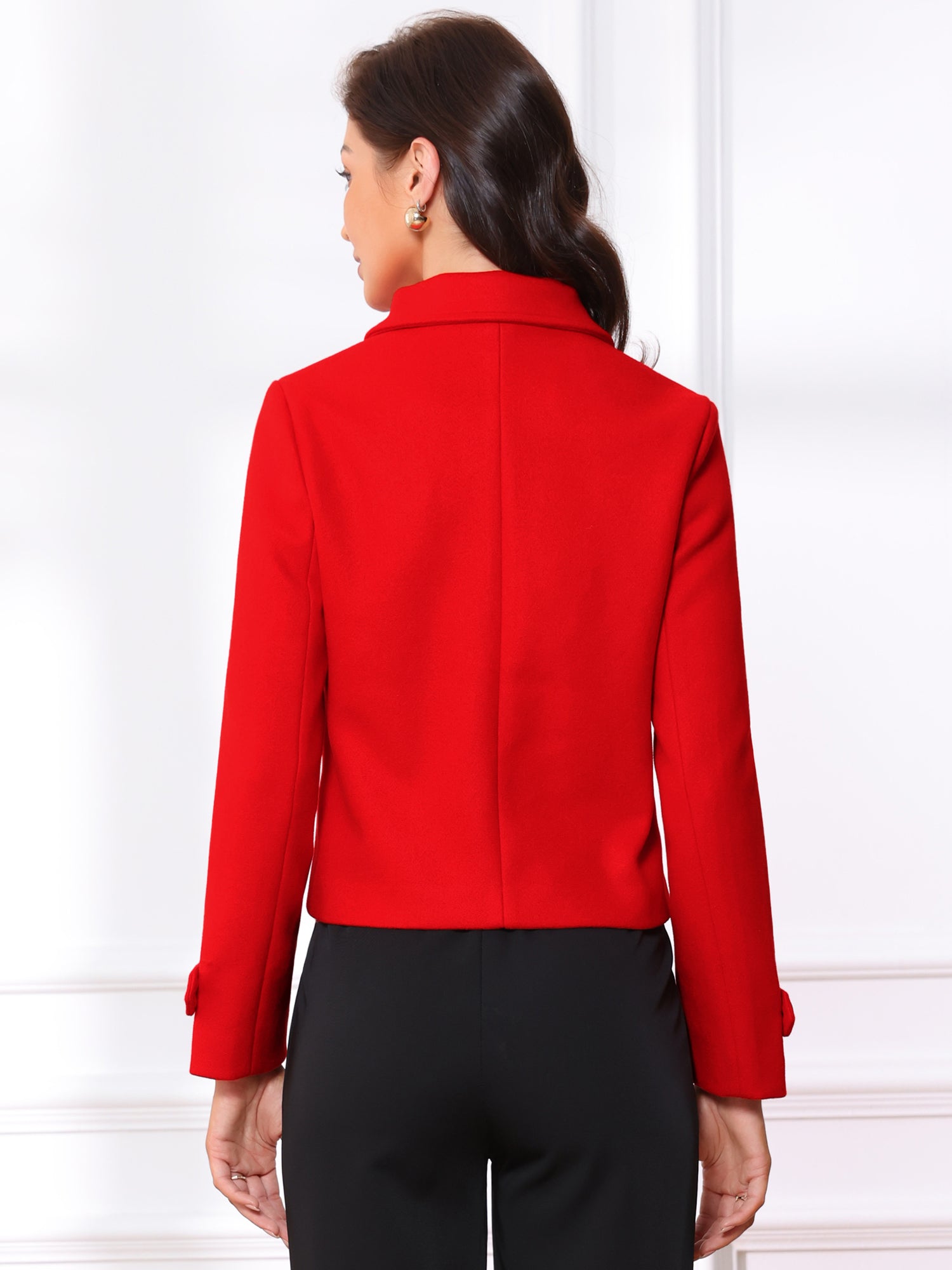 Turn Down Collar Long Sleeve Single Breasted Outwear Winter Pea Coat