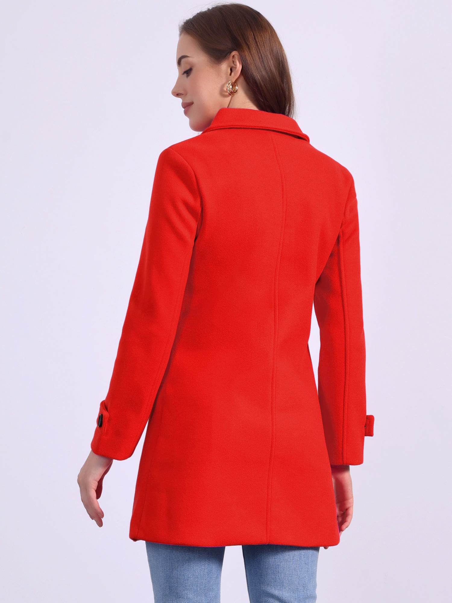 Winter Peter Pan Collar Mid-thigh A-line Single Breasted Pea Coat