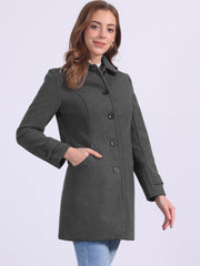 Peter Pan Collar Mid-thigh A-line Single Breasted Pea Coat