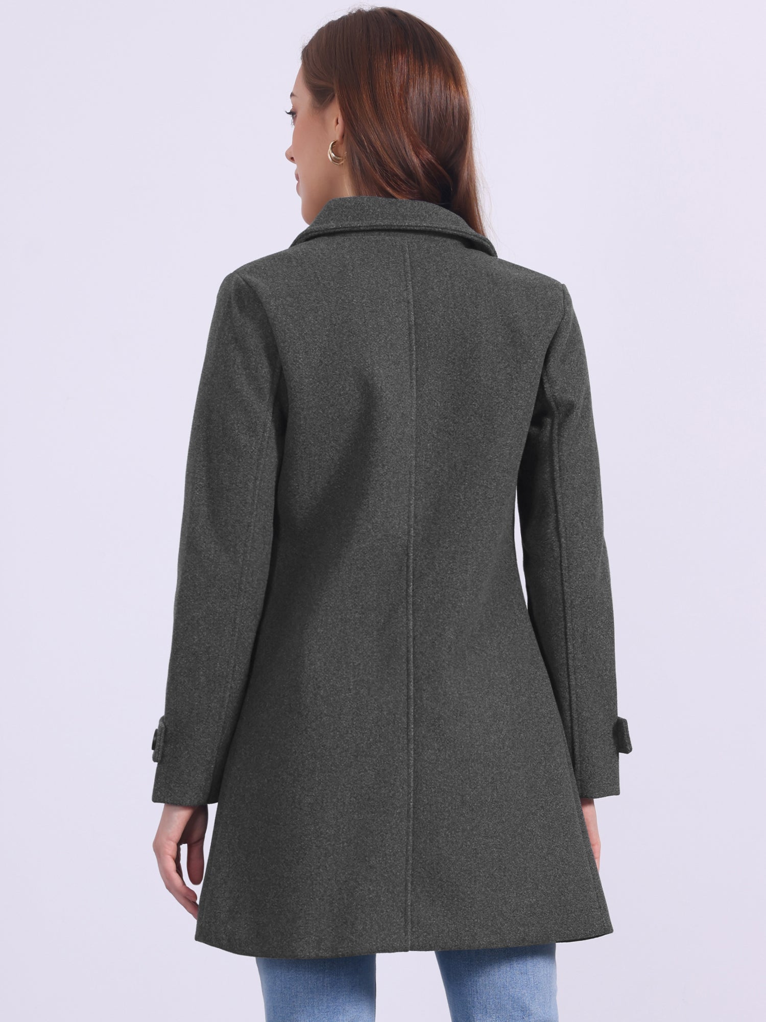 Peter Pan Collar Mid-thigh A-line Single Breasted Pea Coat