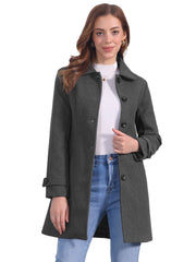 Peter Pan Collar Mid-thigh A-line Single Breasted Pea Coat