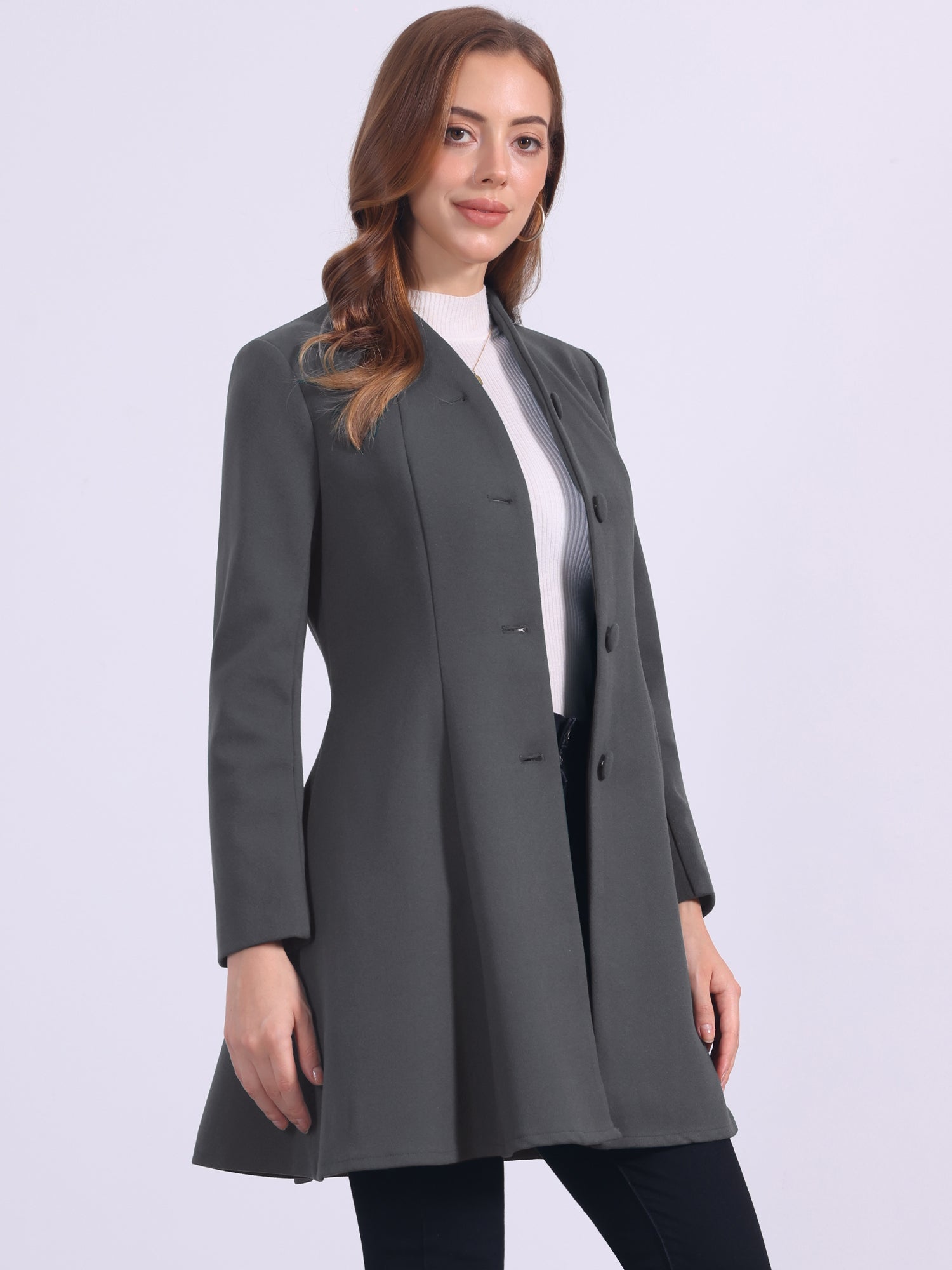 Single Breasted Long Sleeve Mid-Long Winter A Line Pea Coat