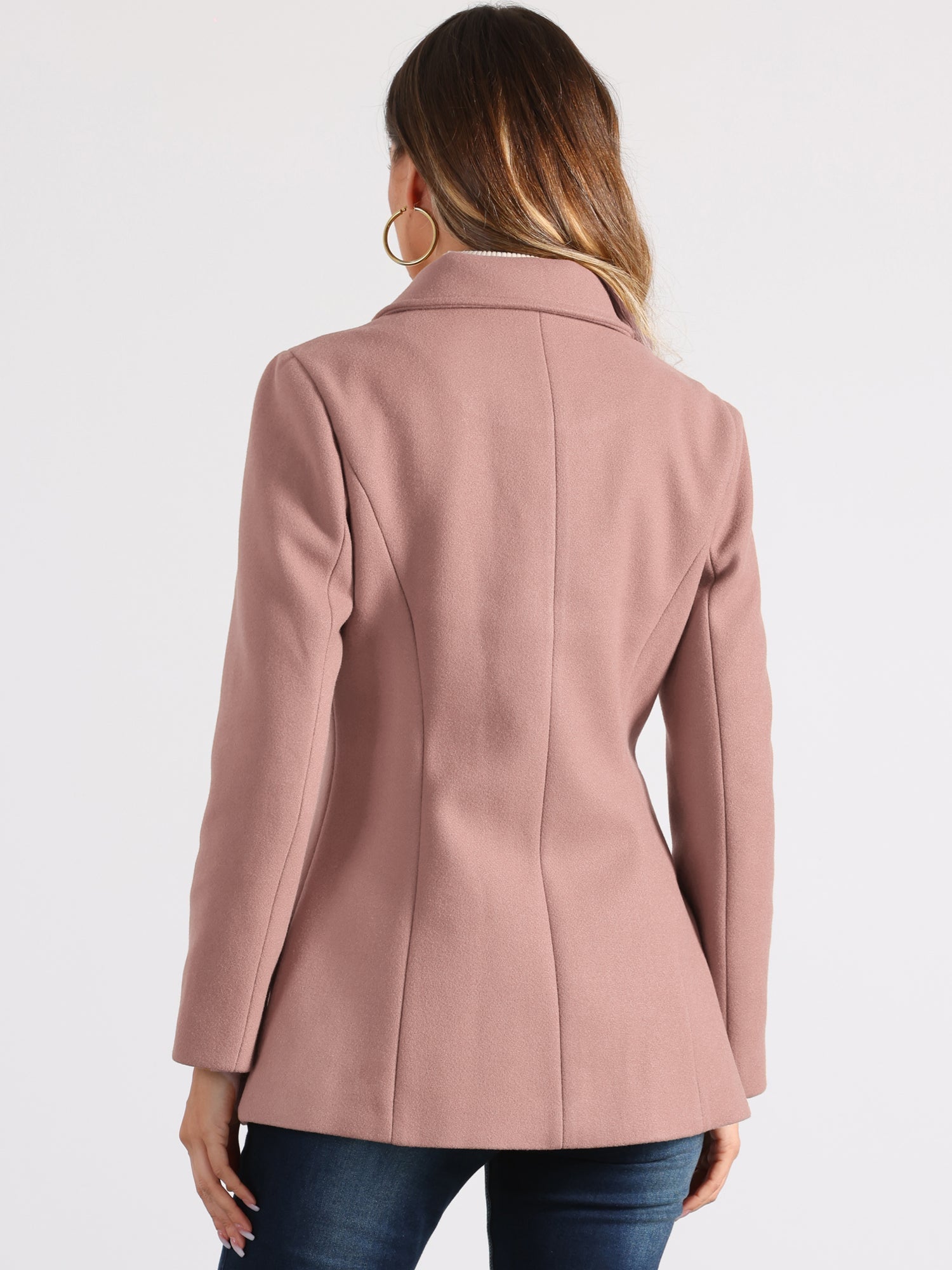 Work Office Winter Overcoat Single Breasted Point Collar Pea Coat