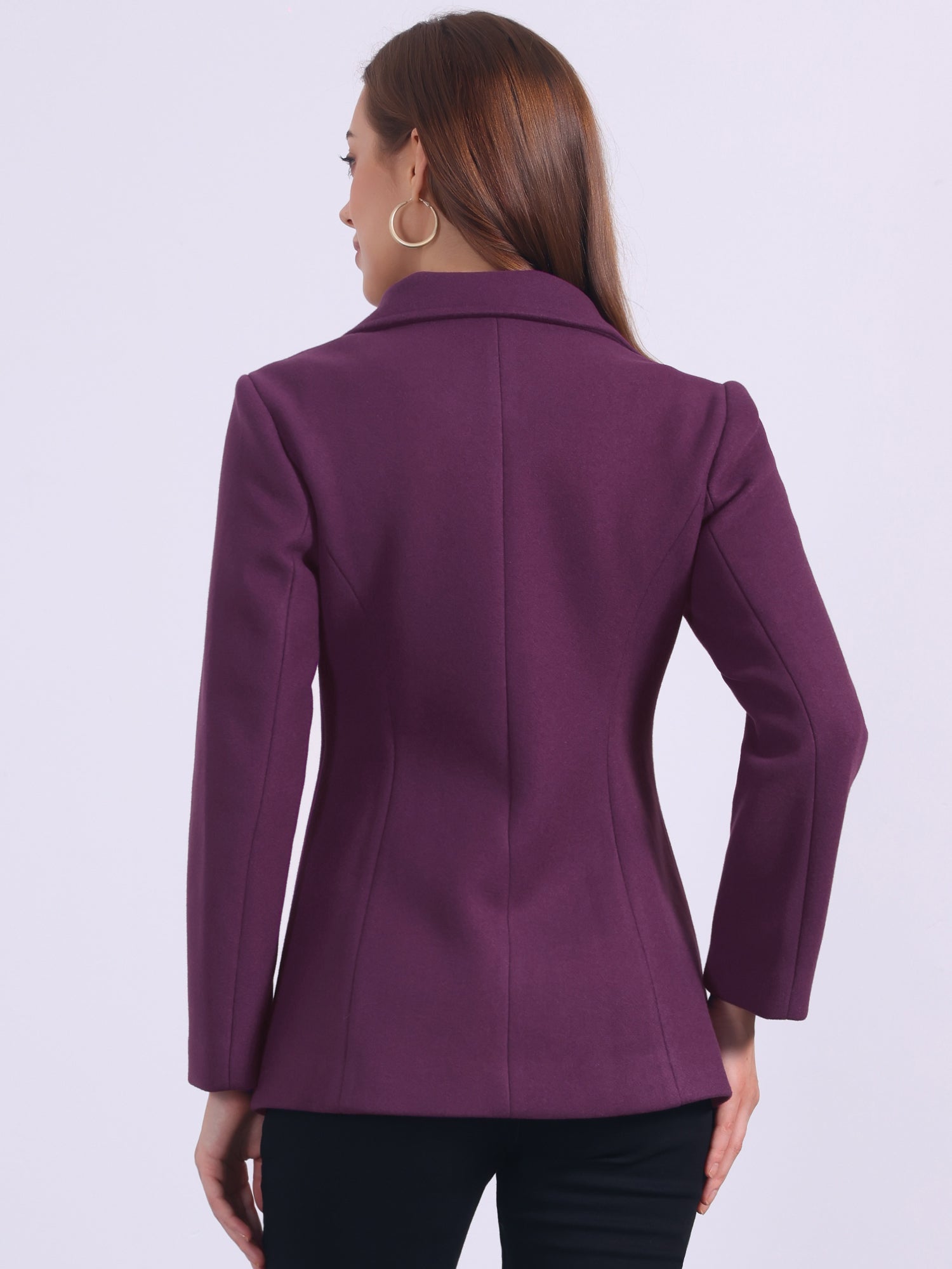 Work Office Winter Overcoat Single Breasted Point Collar Pea Coat