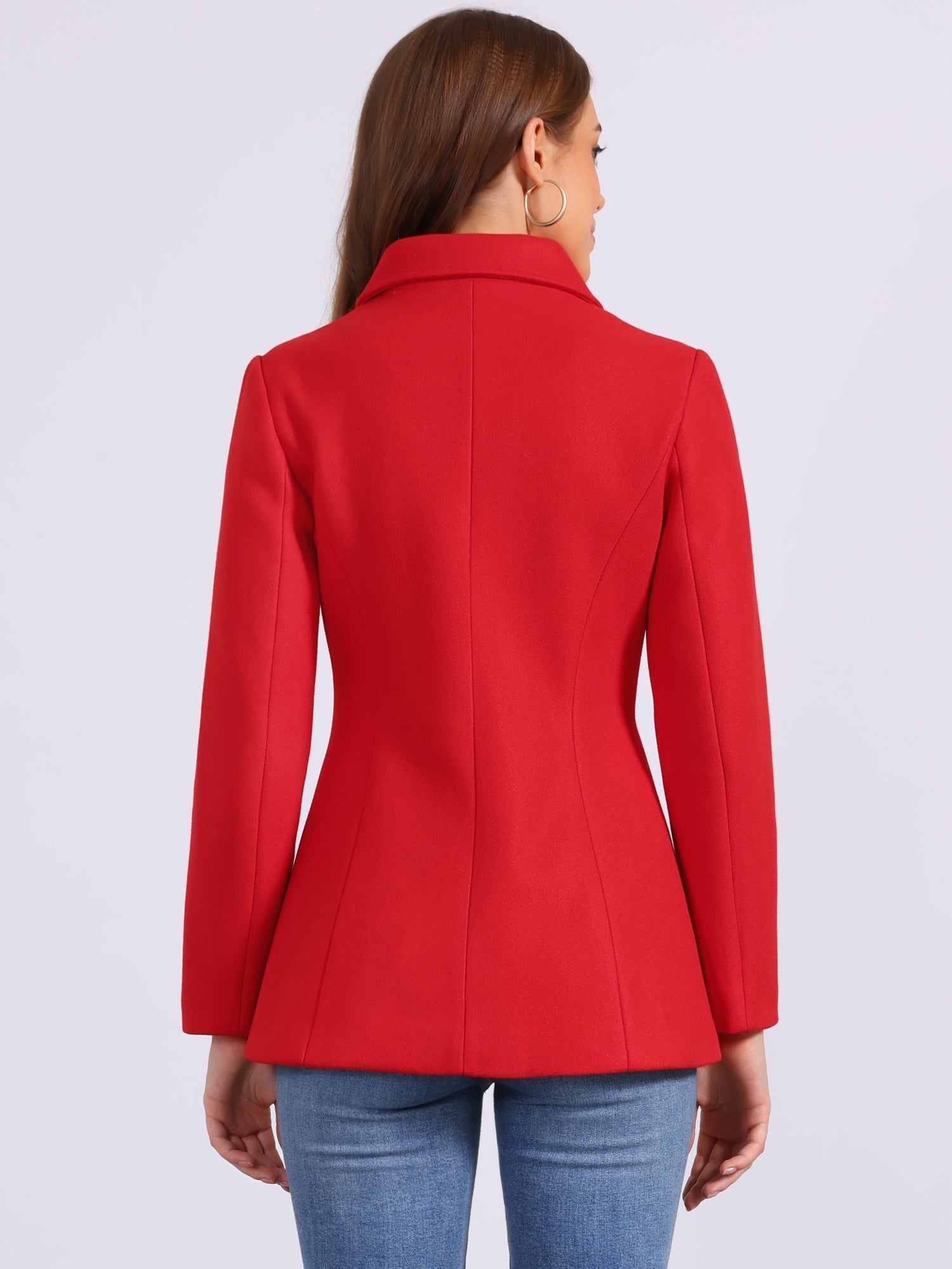 Work Office Winter Overcoat Single Breasted Point Collar Pea Coat