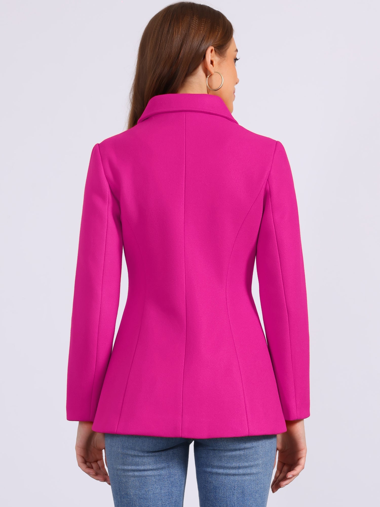 Work Office Winter Overcoat Single Breasted Point Collar Pea Coat