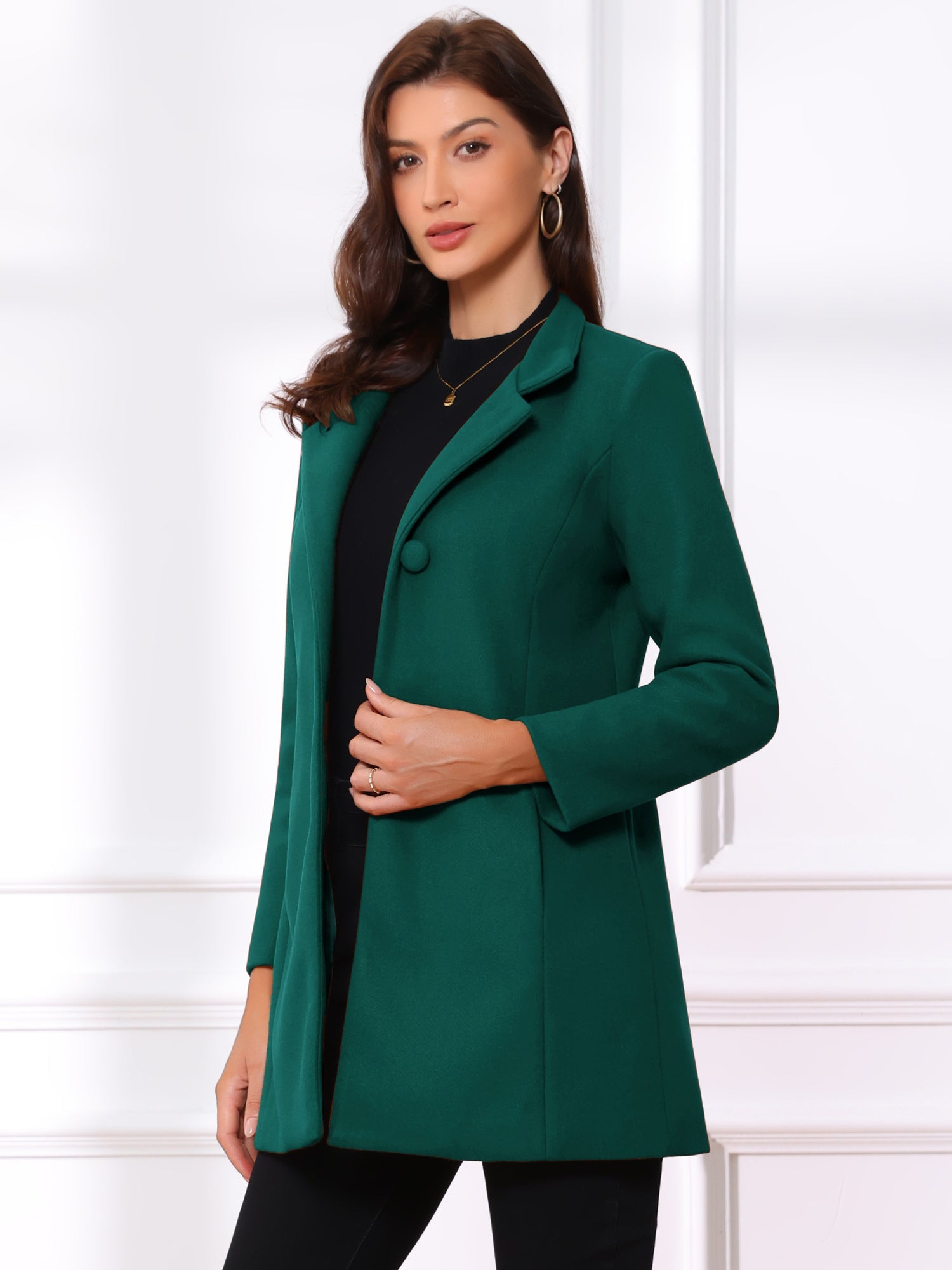 Mid-thigh Stand Collar Single Breasted Long Coat