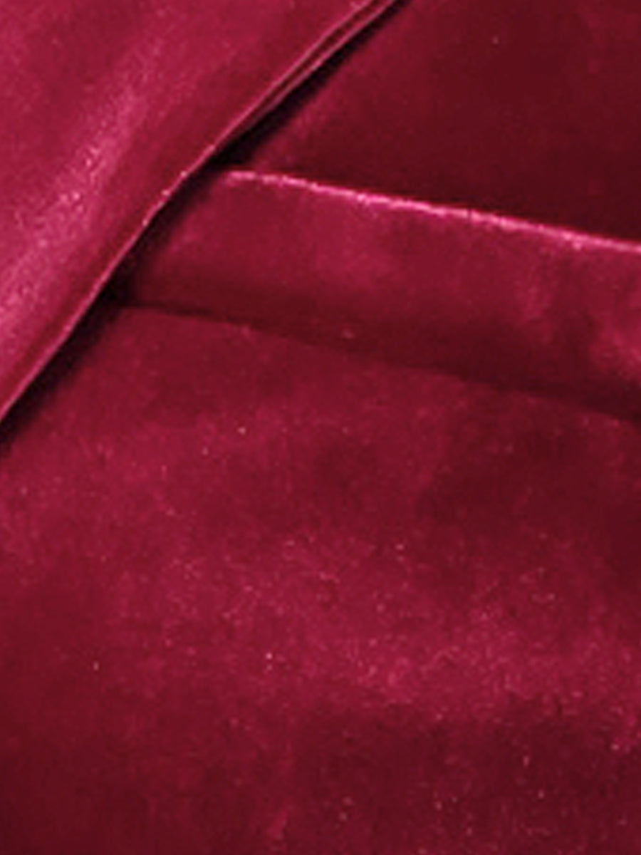 Velvet Notched Lapel Double-Breasted Long Outerwear Winter Coats