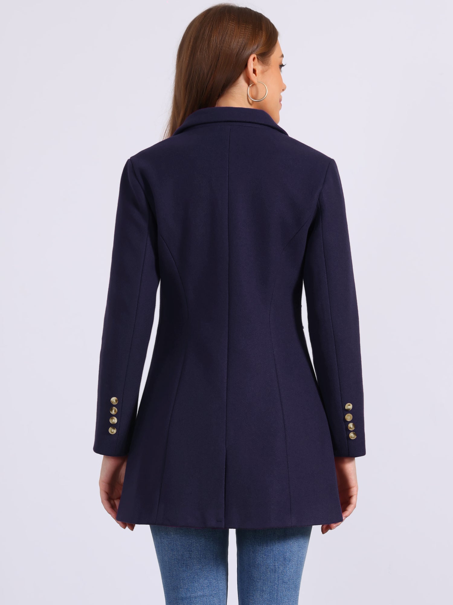 Single Breasted Notched Lapel Outerwear Winter Coats