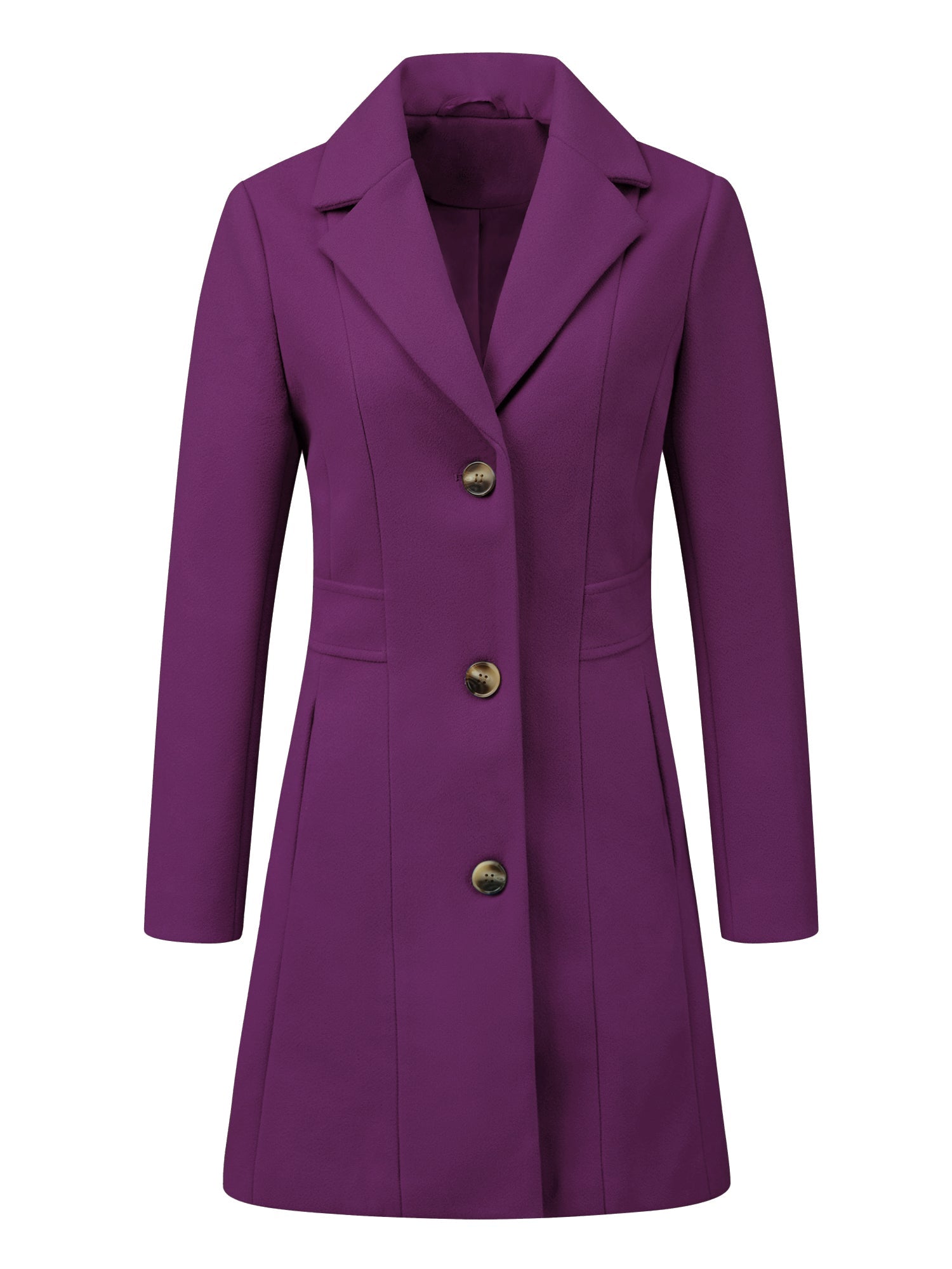 Single Breasted Notched Lapel Outerwear Winter Coats