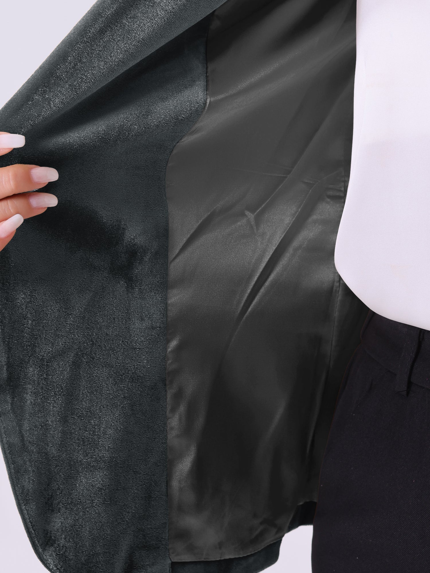 Solid Shawl Collar Single Button Velvet Blazer
