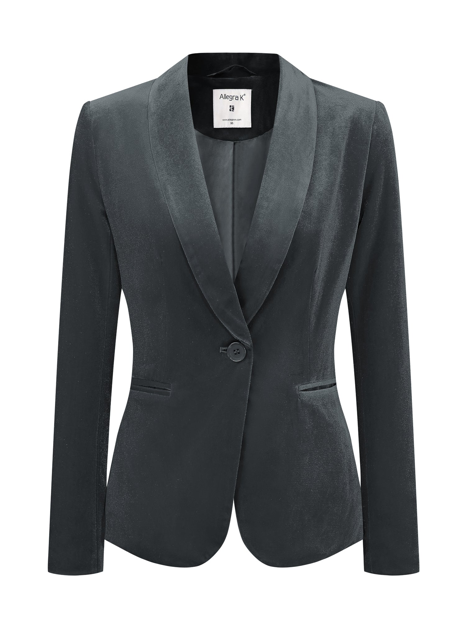 Solid Shawl Collar Single Button Velvet Blazer
