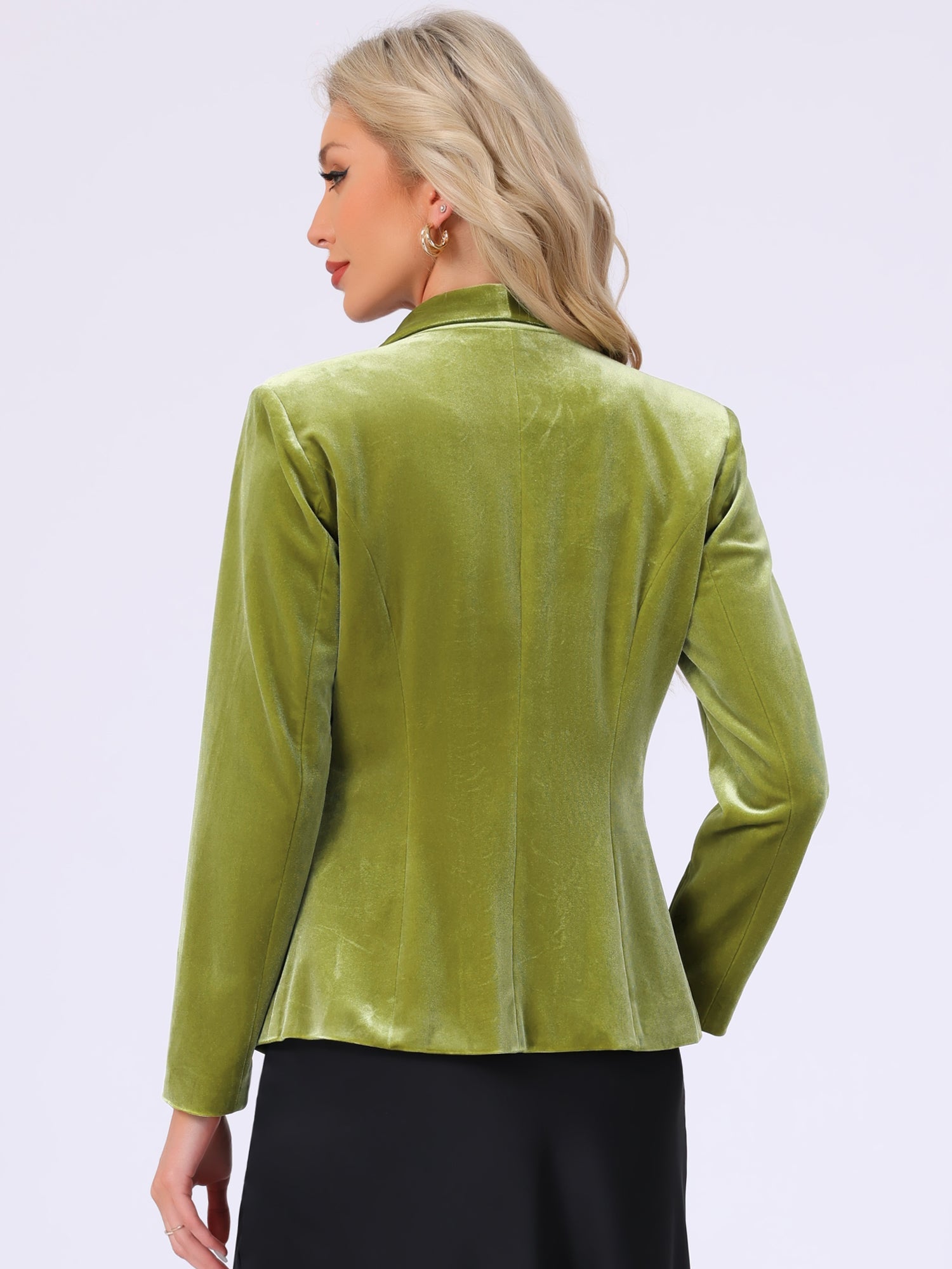 Solid Shawl Collar Single Button Velvet Blazer