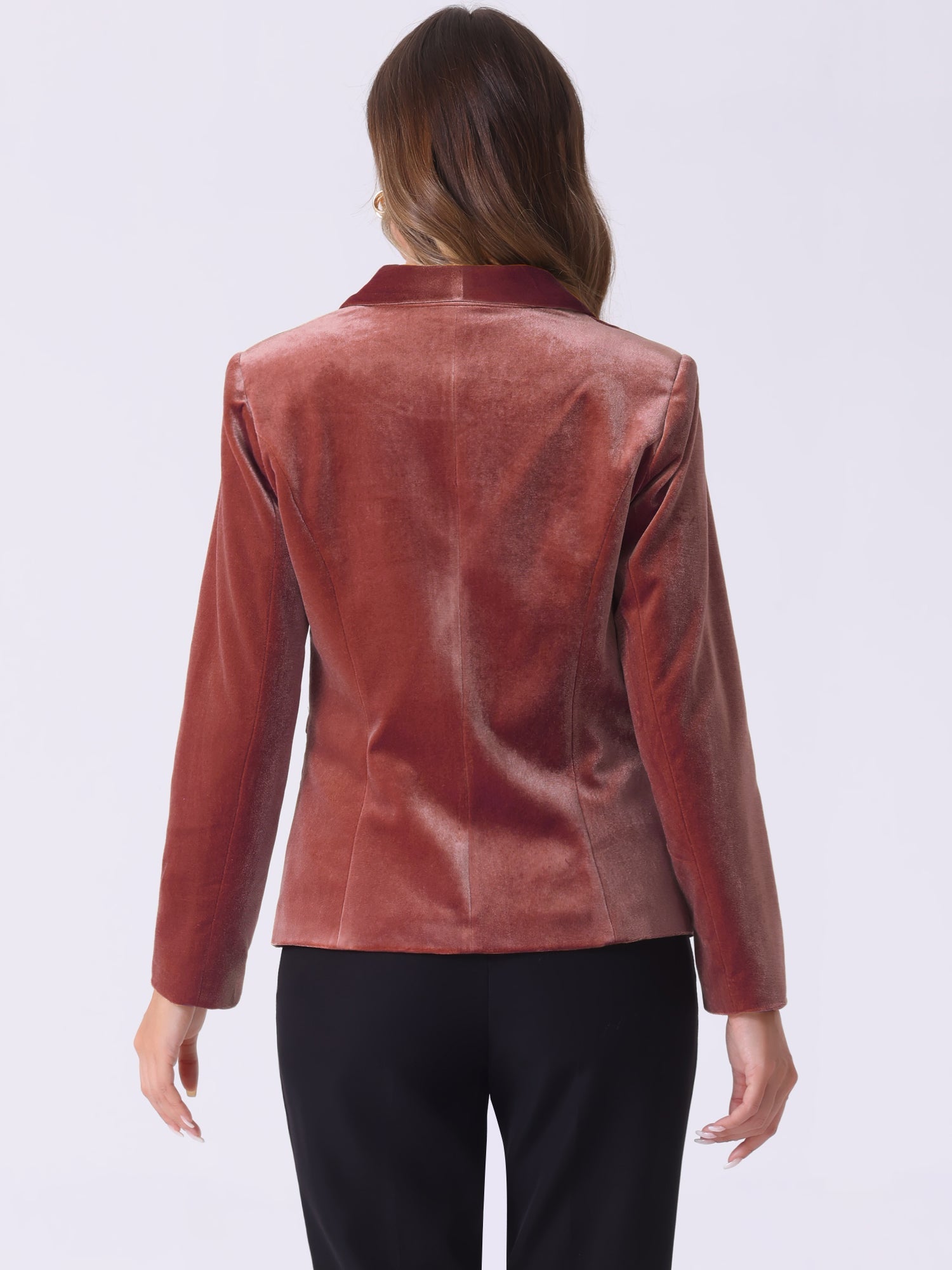 Solid Shawl Collar Single Button Velvet Blazer