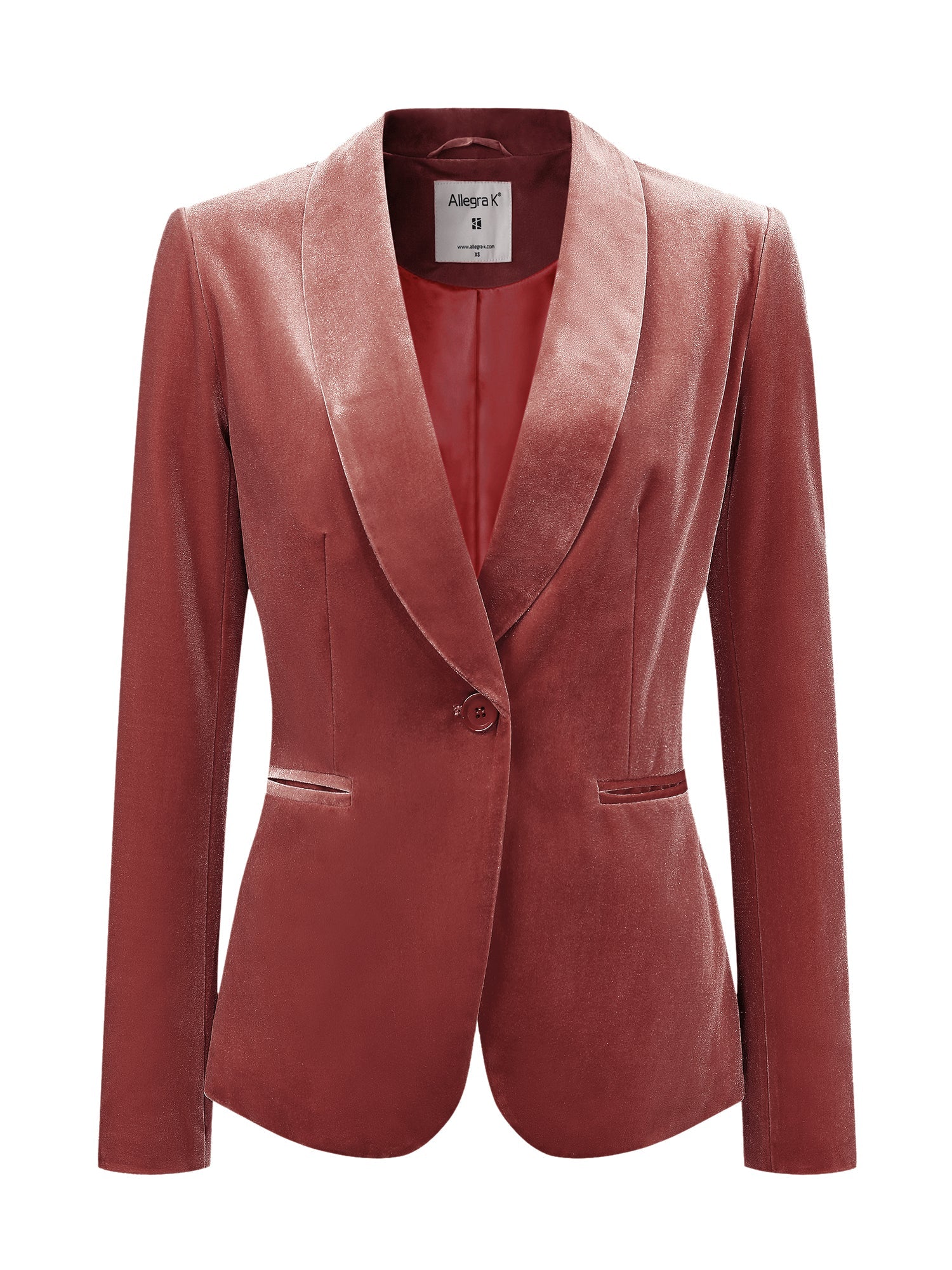 Solid Shawl Collar Single Button Velvet Blazer