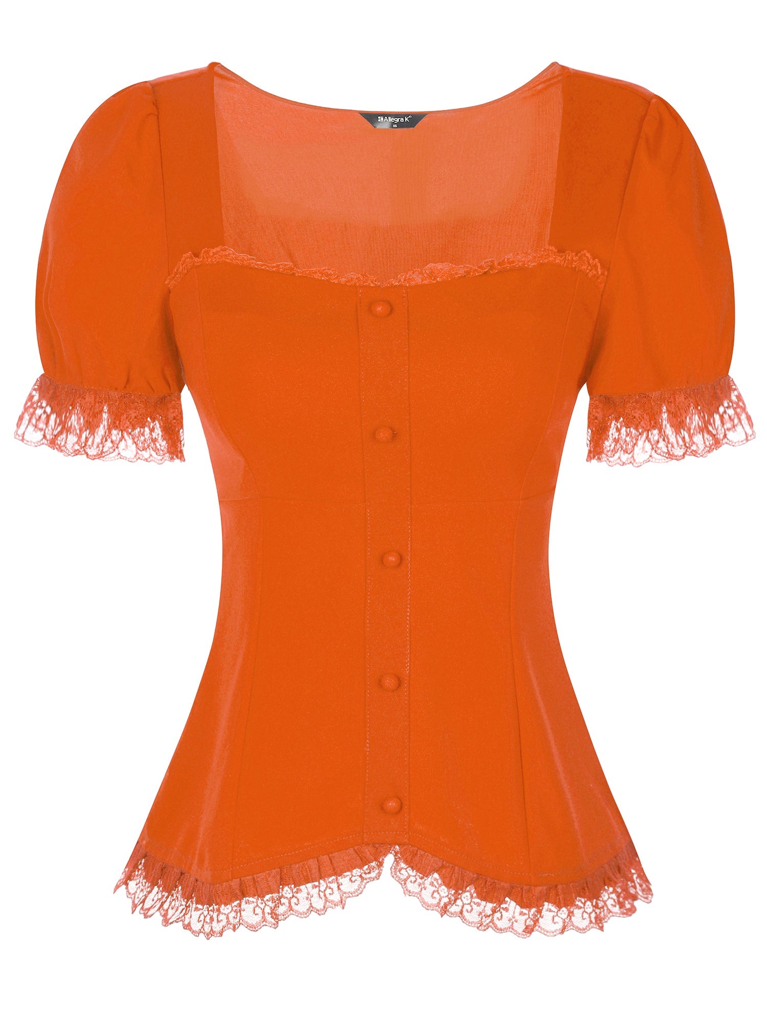 Sweetheart Neck Puff Short Sleeve Lace Up Gothic Blouse
