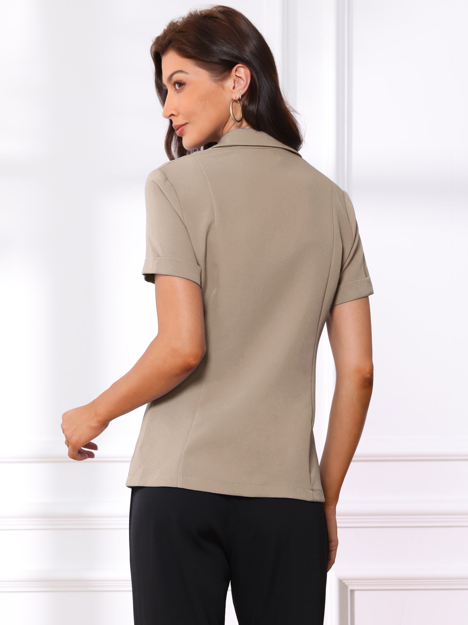 1 Button Office Business Short Sleeve Blazer Jacket