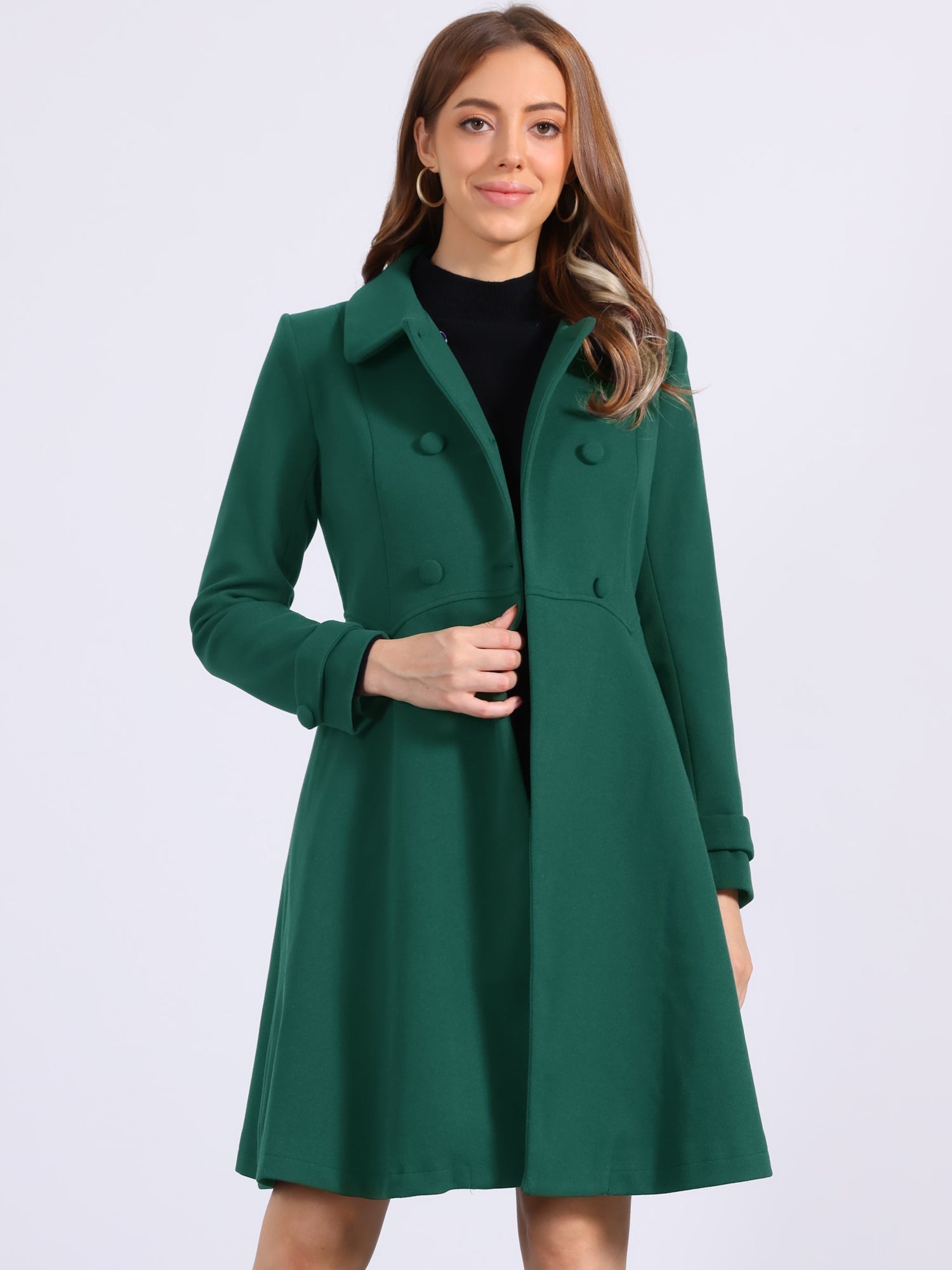 Winter Overcoat Collared A Line Double Breasted Long Coat