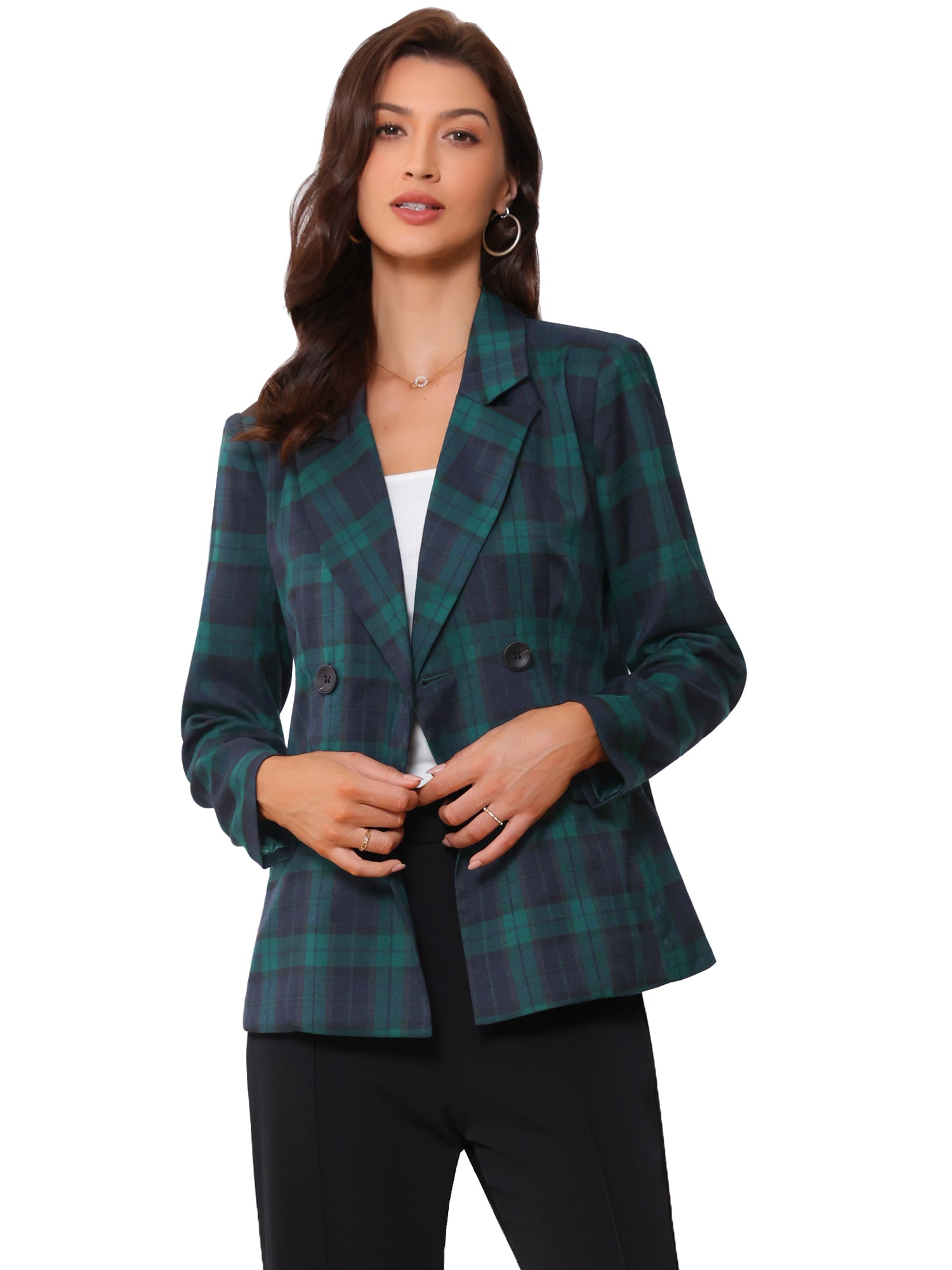Notched Lapel Double Breasted Work Formal Blazer