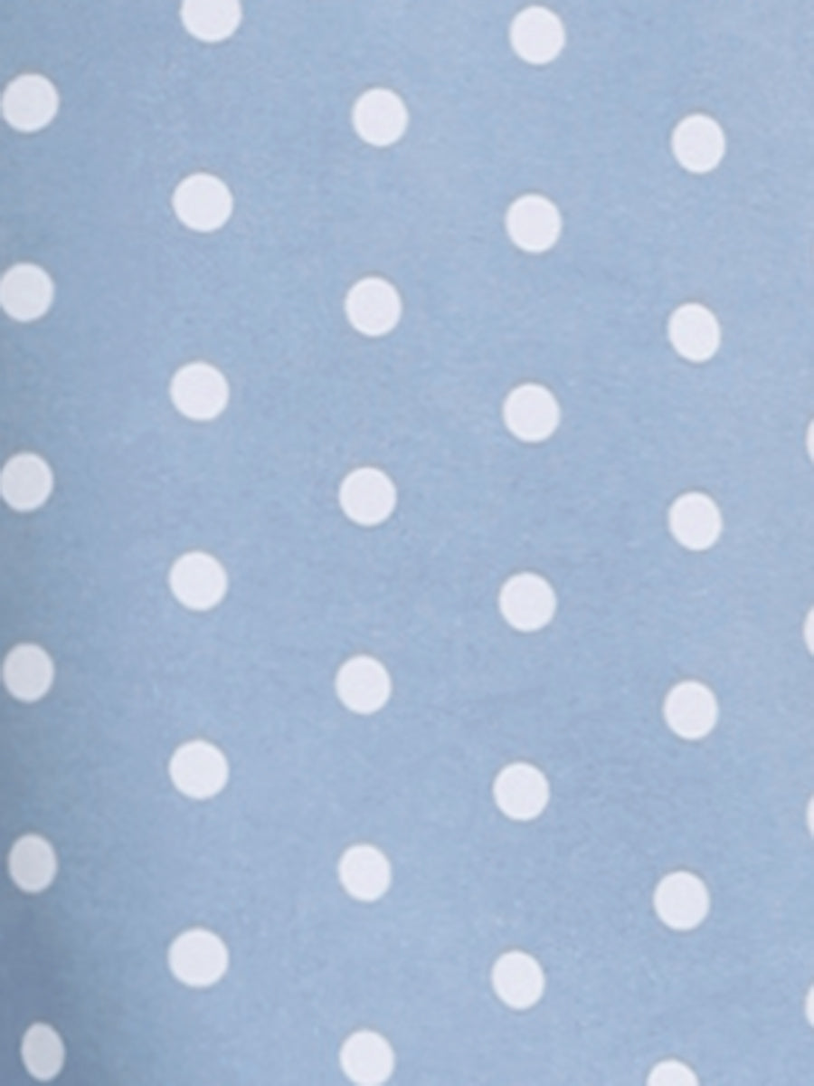 Polka Dot Short Puff Sleeve Button Up Peter Pan Collar Blouse