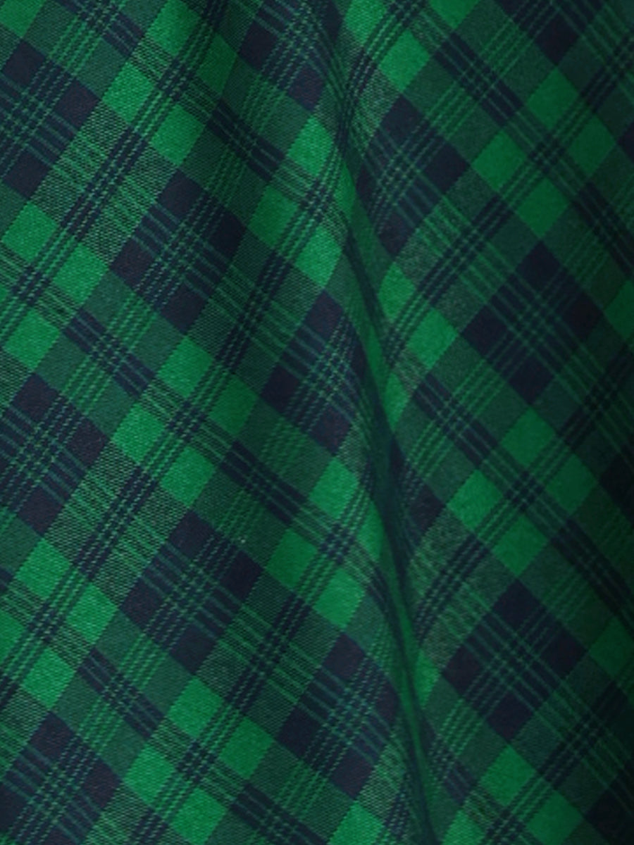 Christmas Tartan Plaid High Waist Belted Vintage A-Line Midi Skirt