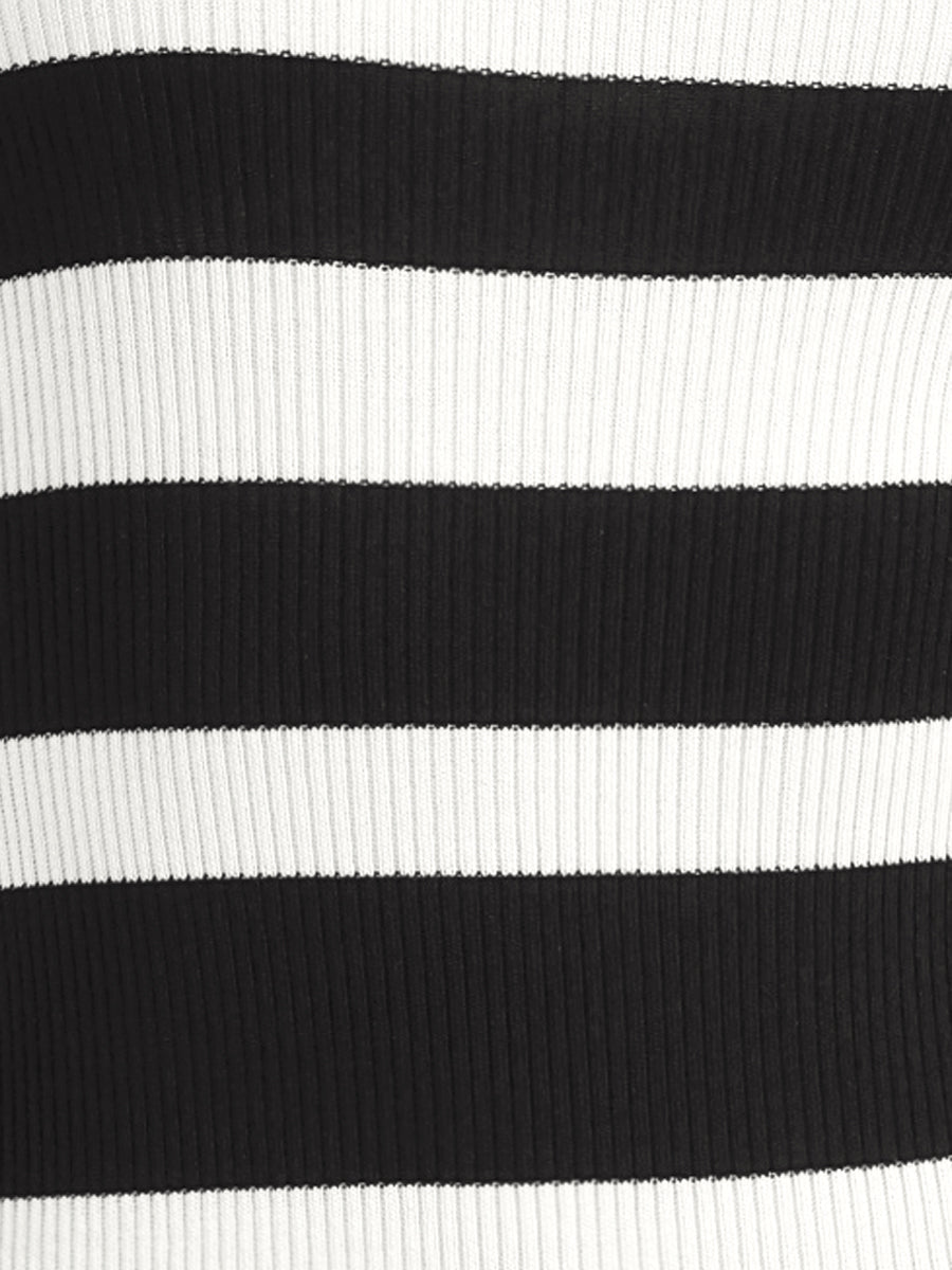 Striped Long Sleeve Crew Neck Bodycon Ribbed Knit Sweater Dress