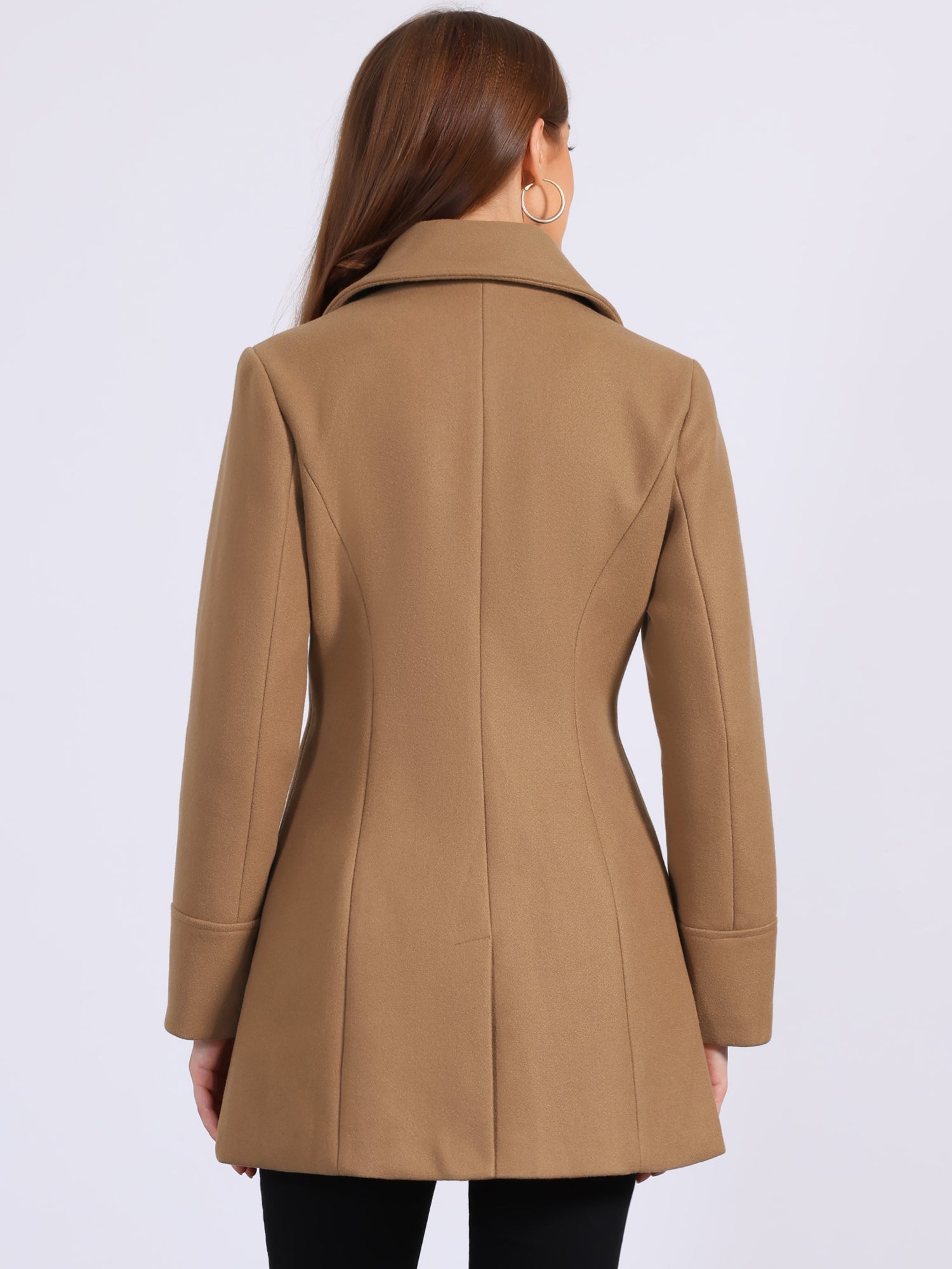 Elegant Notched Shawl Collar Single Breasted Winter Long Coat