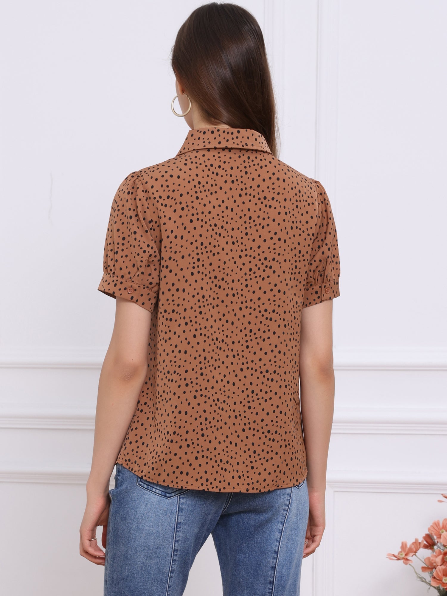 Retro Dots Bow Tie Peter Pan Collar Chiffon Blouse