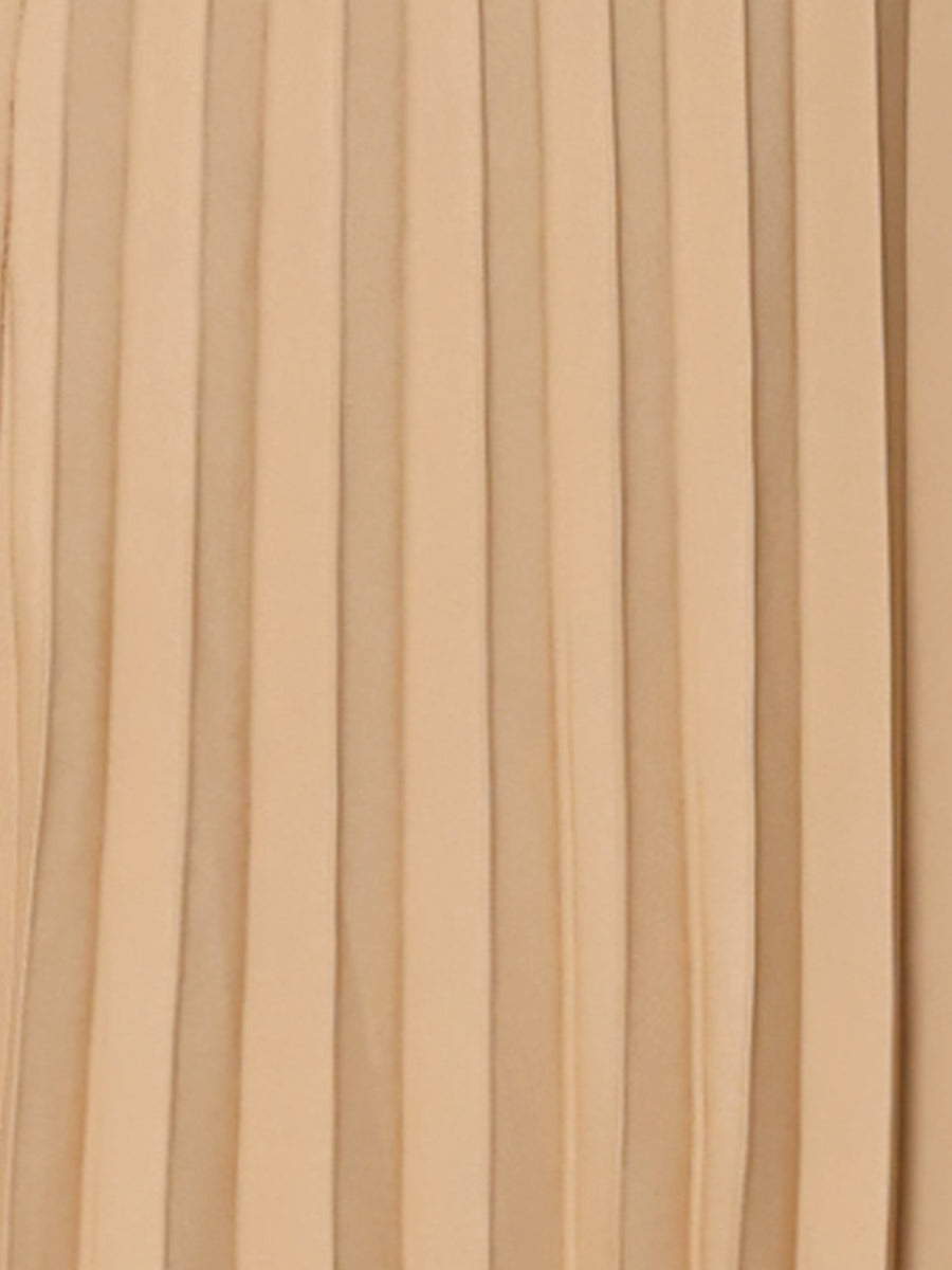 Flowy Pleated Elastic High Waist Belted Swing A-line Maxi Skirt