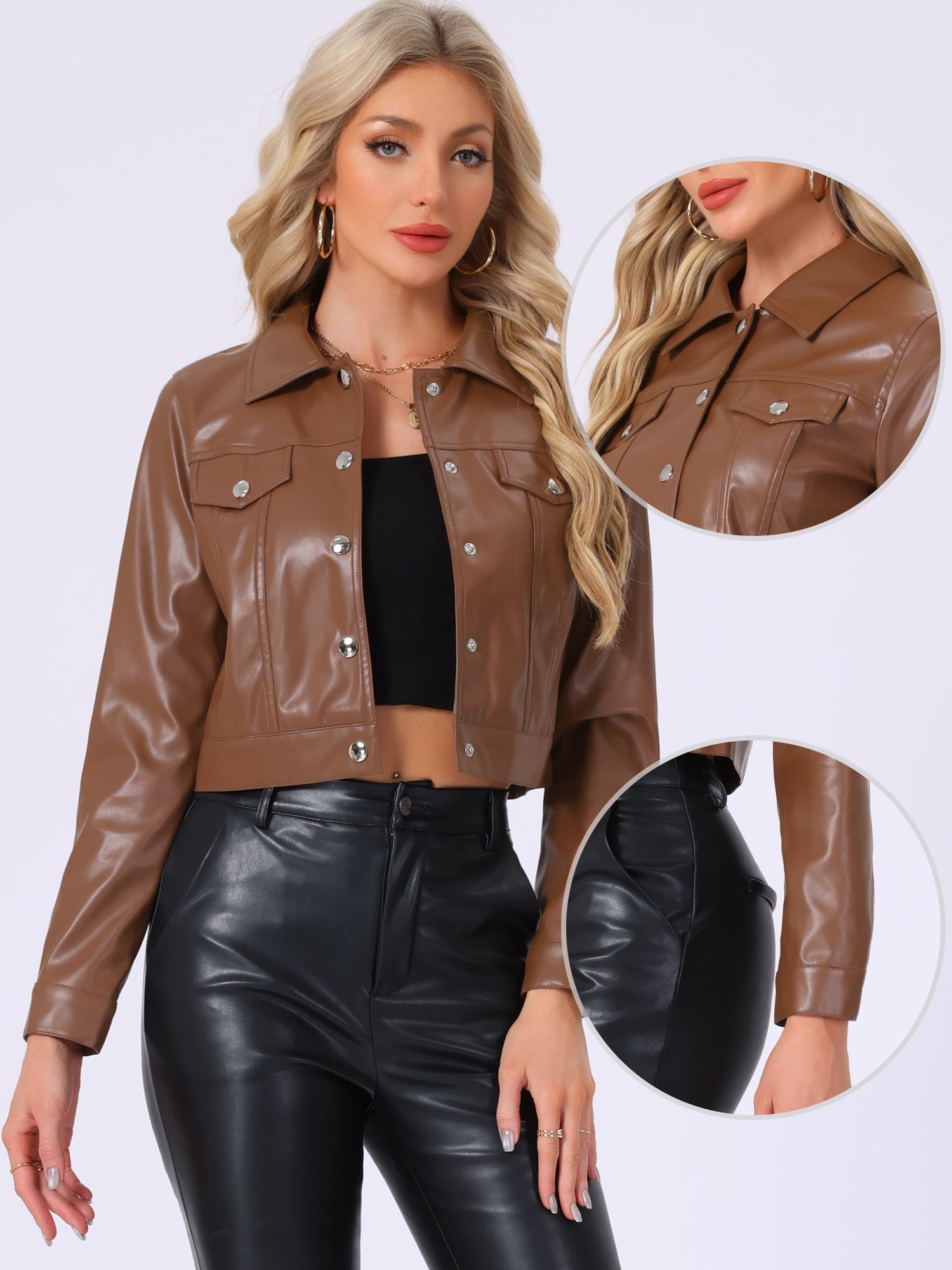 Metallic Biker Holographic Button Down Shiny Jacket