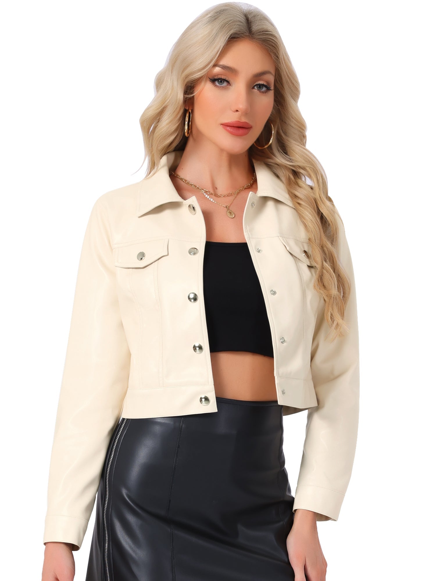 Metallic Biker Holographic Button Down Shiny Jacket