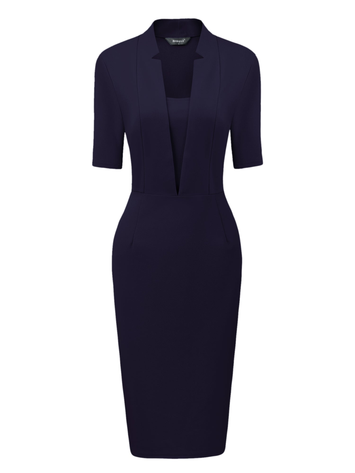 Formal Pencil V Neck Short Sleeve Office Bodycon Sheath Dress