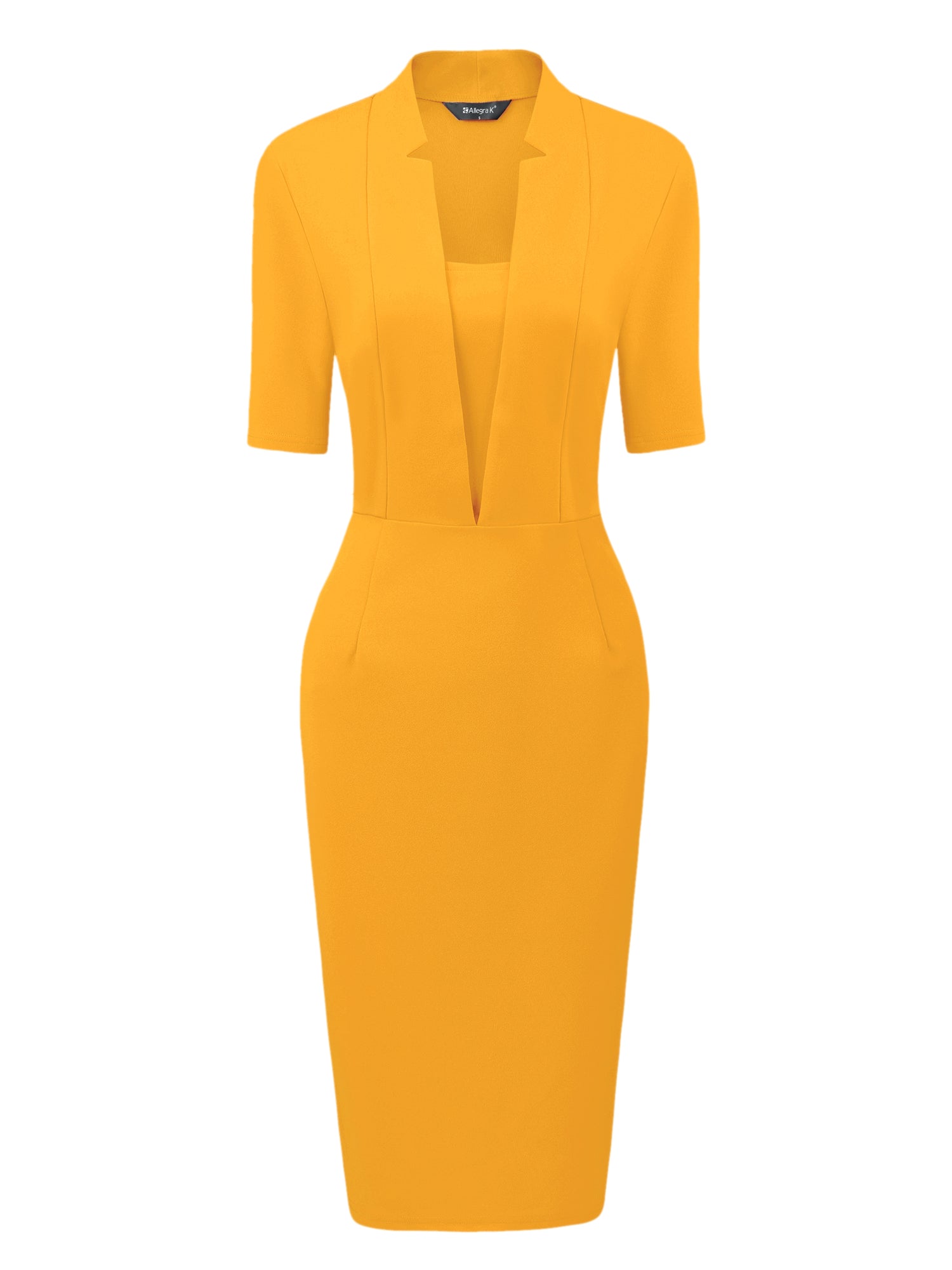 Formal Pencil V Neck Short Sleeve Office Bodycon Sheath Dress
