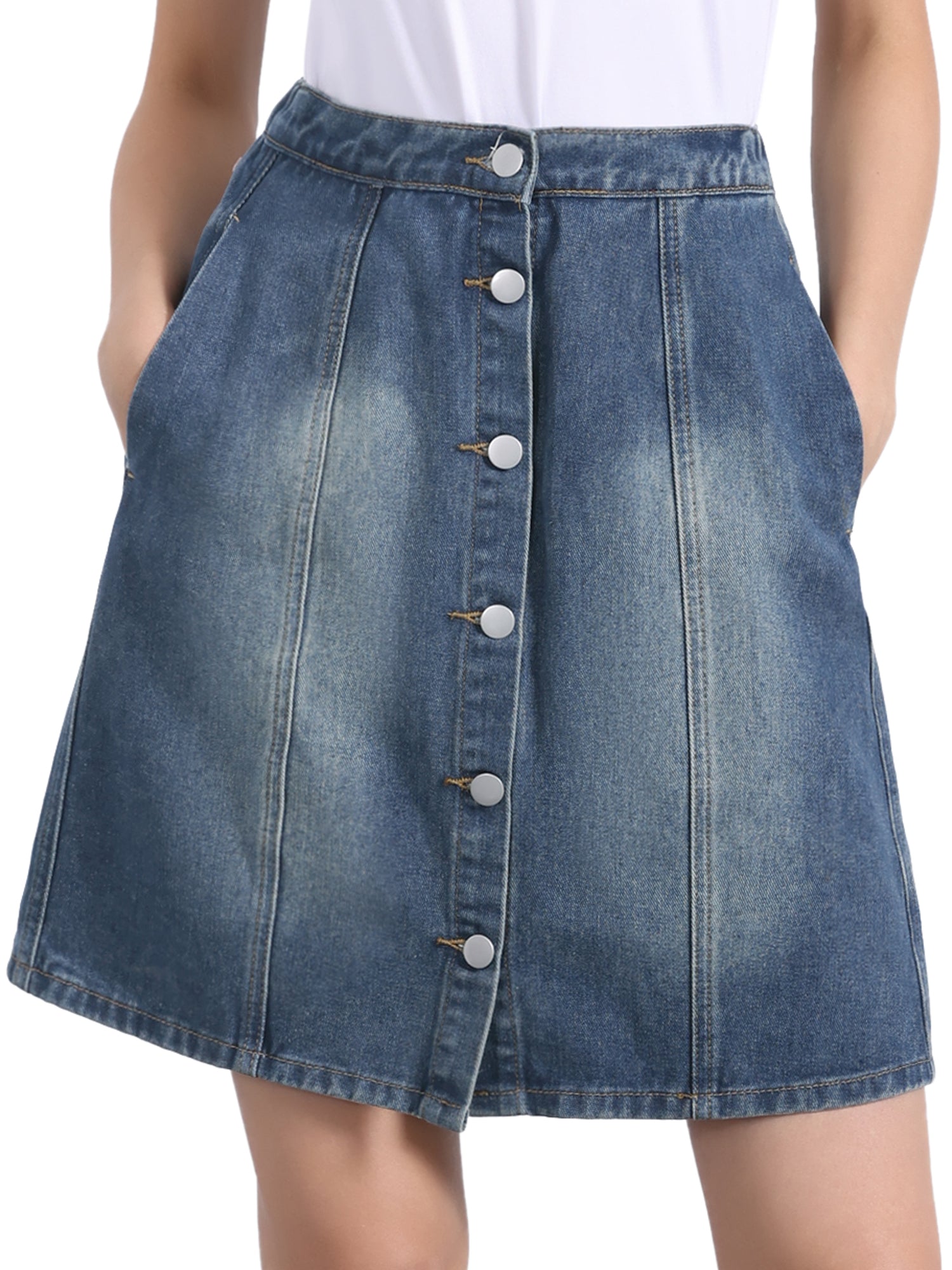 Casual Short Button Down Jeans Skirt