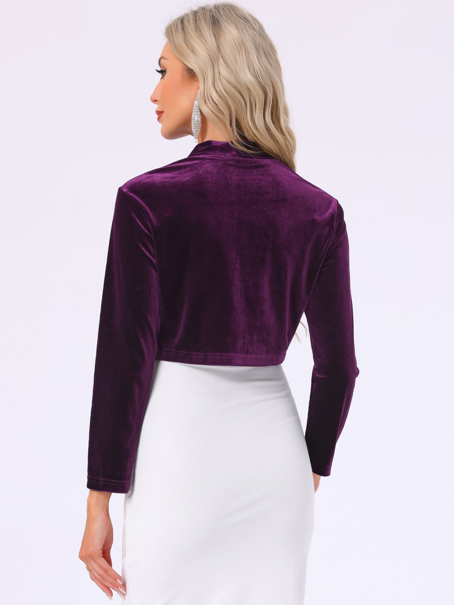 Velvet Long Sleeve Open Front Cropped Bolero Shrugs