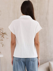 Cotton Linen Button Down Short Sleeve Shirt