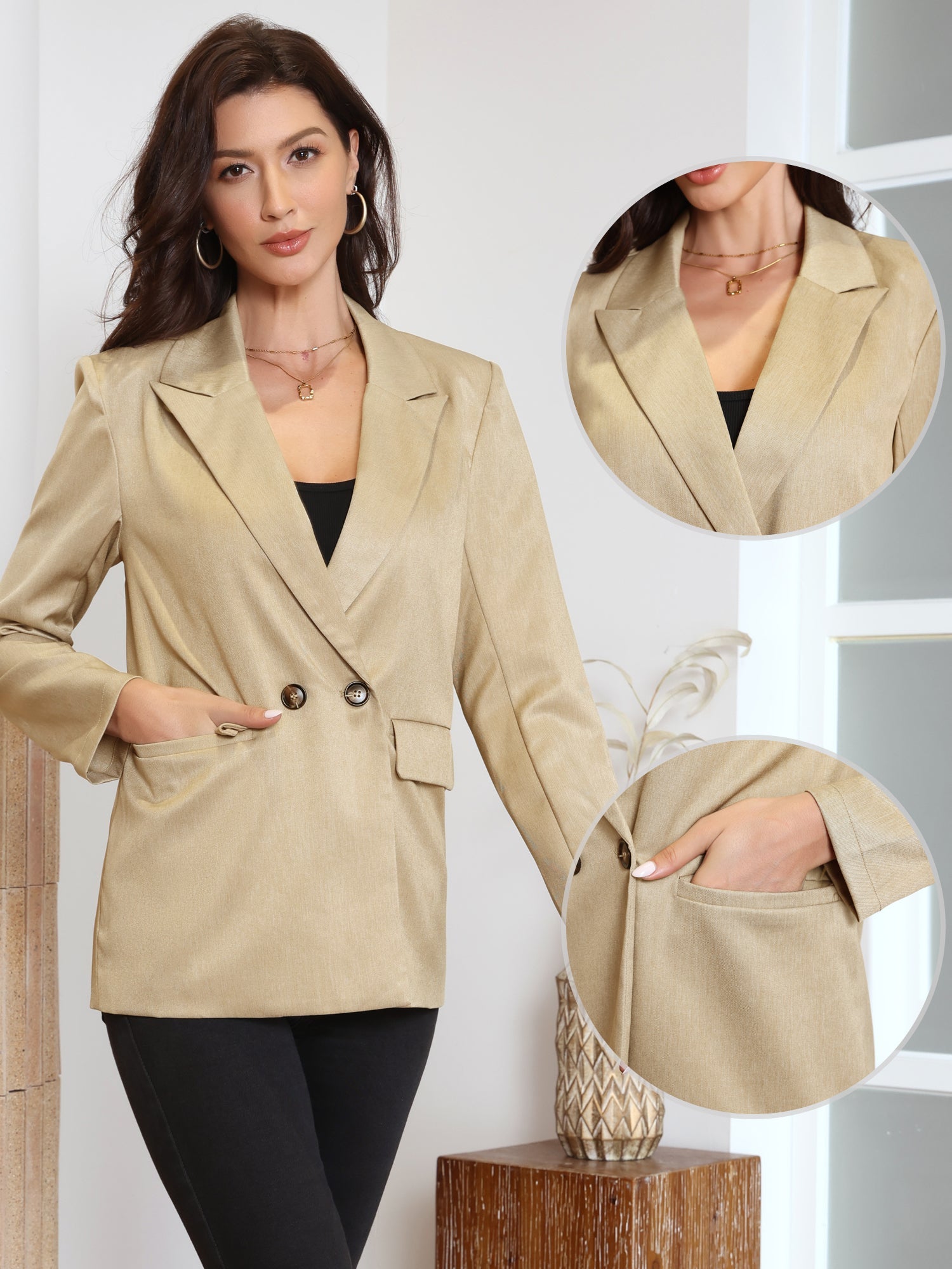 Notch Lapel Long Sleeve Oversized Business Casual Blazer