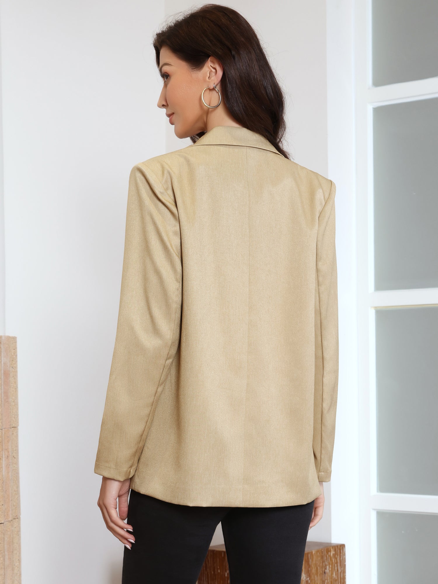 Notch Lapel Long Sleeve Oversized Business Casual Blazer