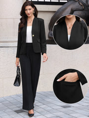 Business Casual Collarless Long Sleeve Blazer
