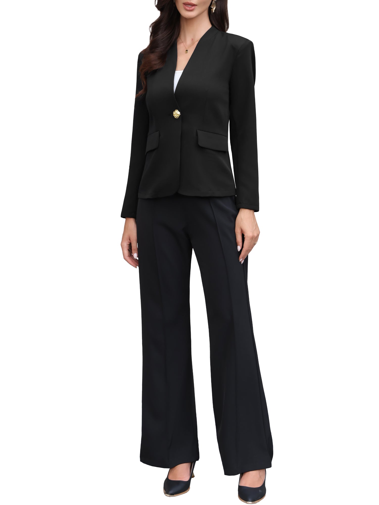 Business Casual Collarless Long Sleeve Blazer