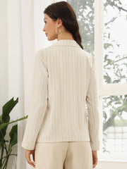 Striped Notched Collar Single Button Office Blazer